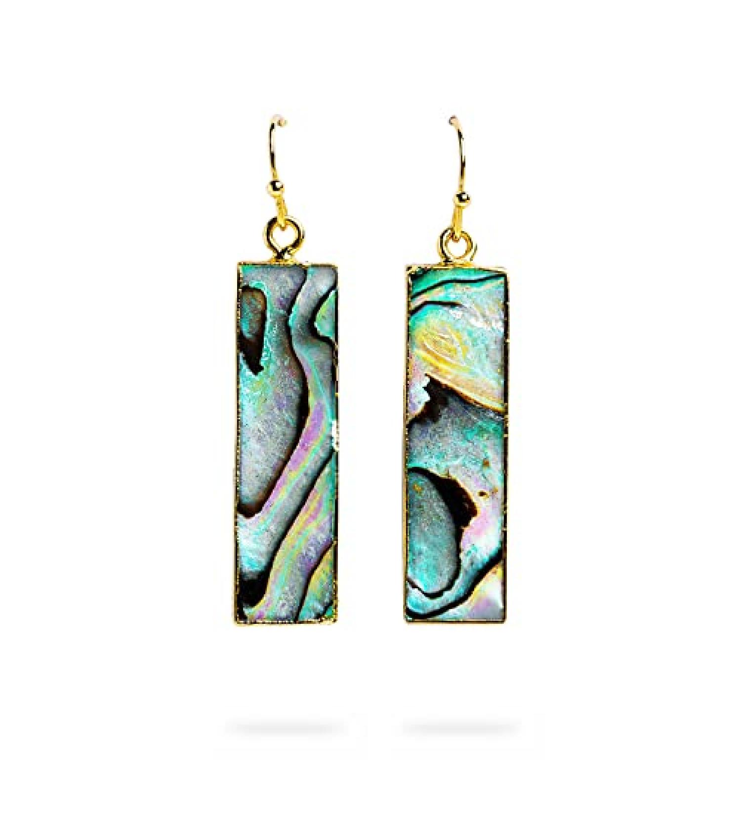 AYANA Abalone Gold-Plated Earrings for Crown, Third Eye & Heart Chakras | Handmade with Natural Healing Crystals - Tranquility, Harmony, Cleansing - Buy Online on SooperMarket.com