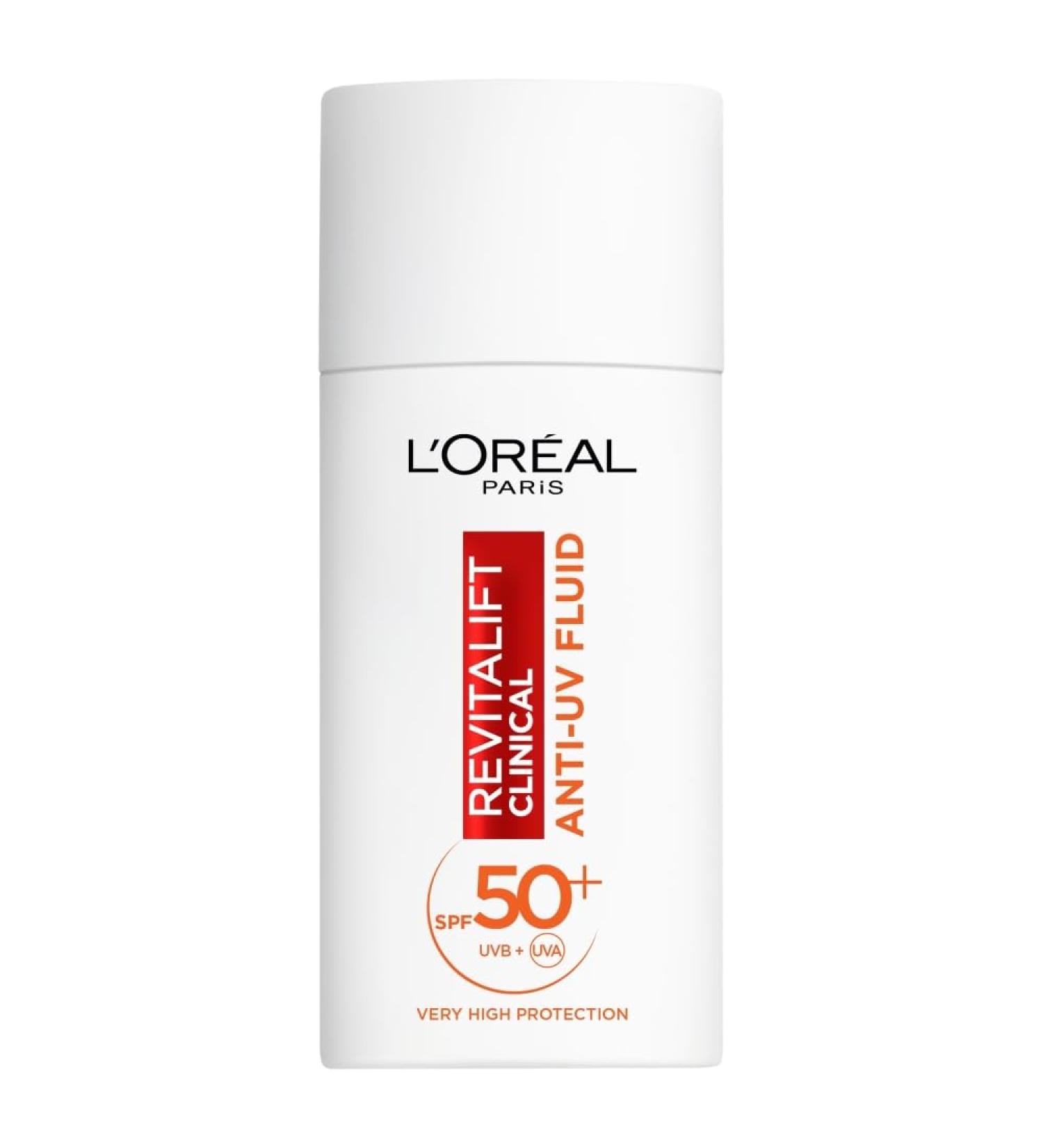 L Or al Paris Revitalift Clinical SPF 50+ Invisible UV Fluid Protect Prevent and Improve Ageing Signs Non-Oily Formula for All Skin Tones Advanced UV Protection and Antioxidant Vitamin C 50ml - Buy Online on SooperMarket.com