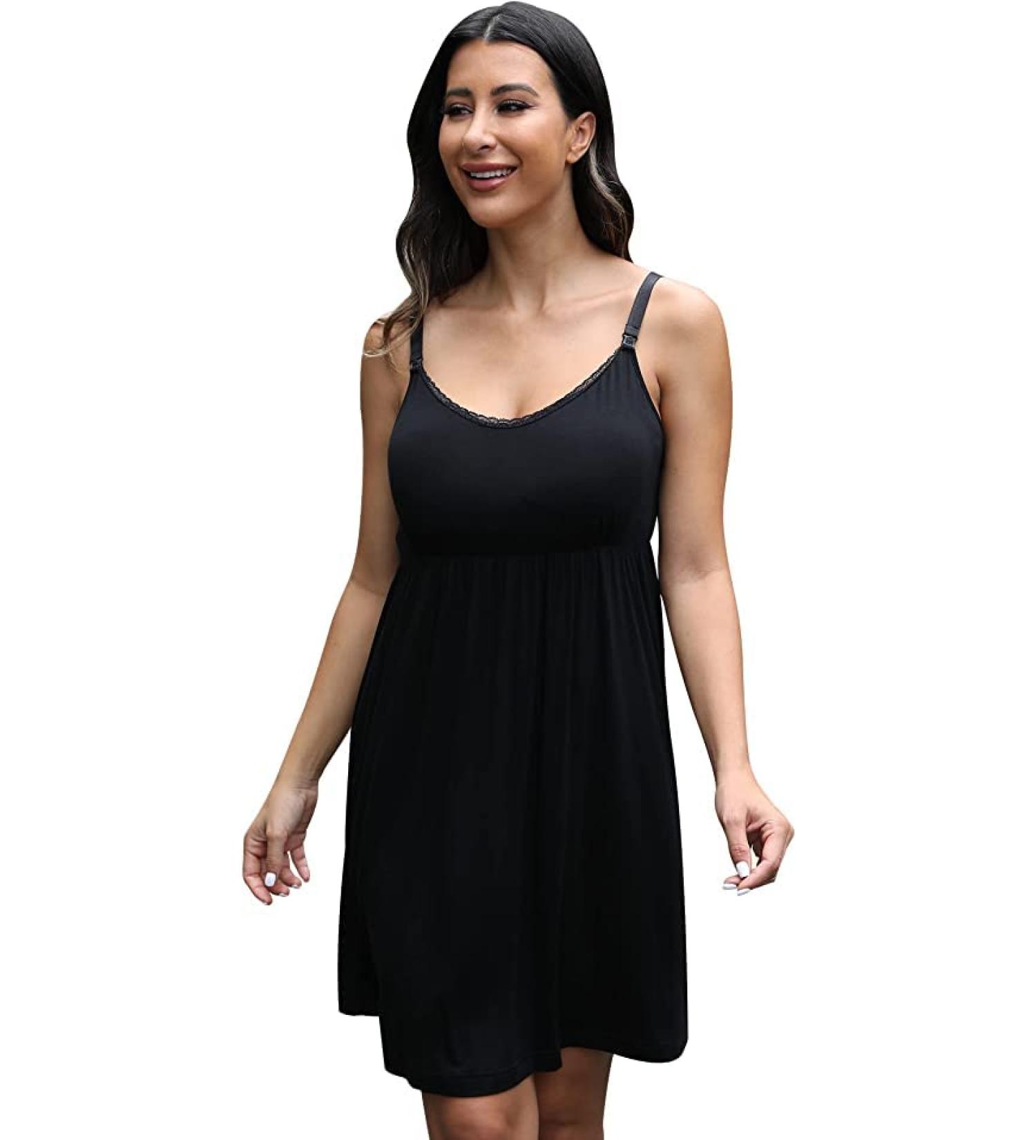 Sosolism Women's Nursing Nightdress | Padded Lace Trim Maternity Dress - Buy Online on SooperMarket.com