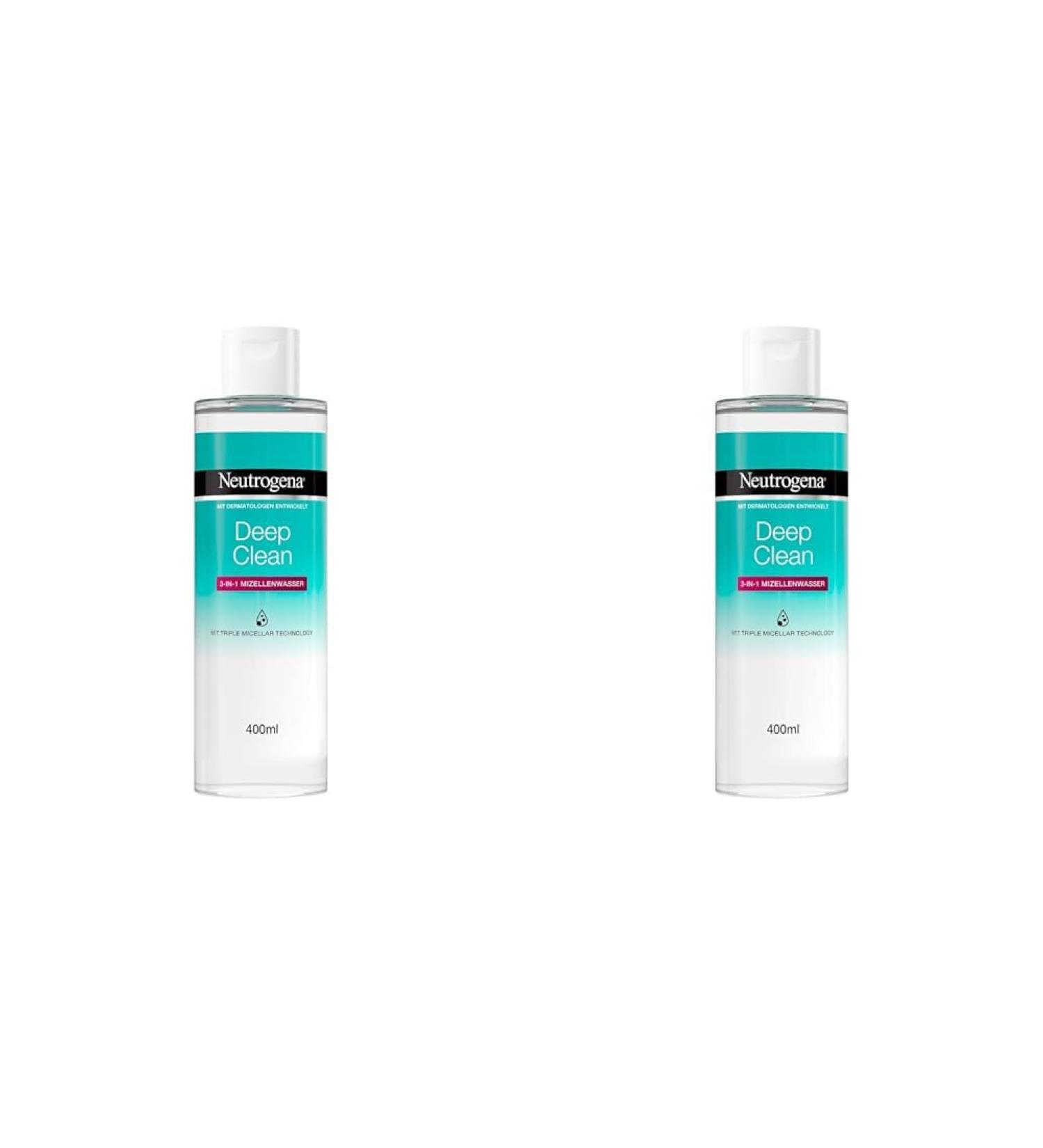 Neutrogena Deep Clean 3-in-1 Micelle Water (400 ml) - Perfume-Free Alcohol-Free Facial Cleanser & Gentle Makeup Remover for All Skin Types (2 Pack) - Buy Online on SooperMarket.com
