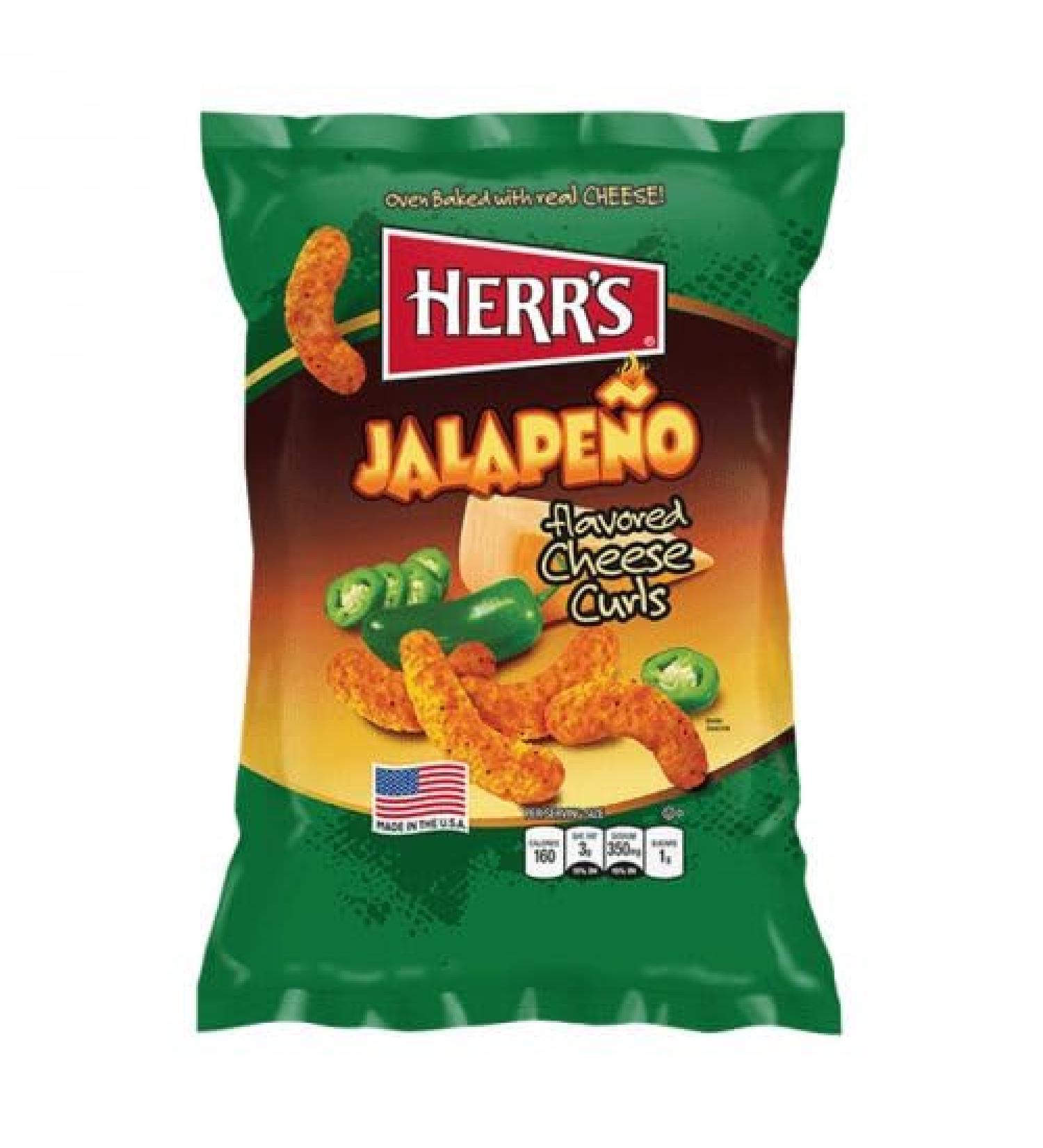 Herr's Jalapeno Cheesy Curls 1oz (29g) Oven baked with real cheese x 3 Packets