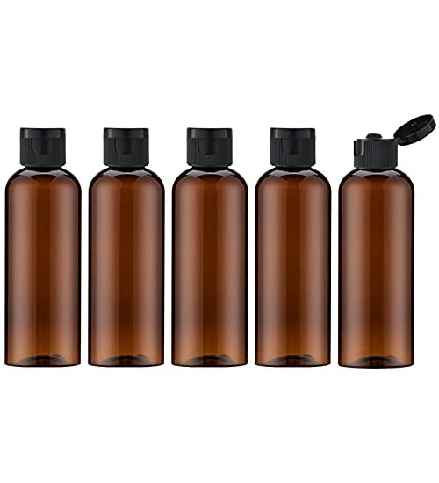 TOUREAL 100ML Bernstein Travel Bottles Set - 5 Empty Plastic Bottles with Flip Cap & Funnel for Cosmetics - International Shipping Available - Buy Online on SooperMarket.com
