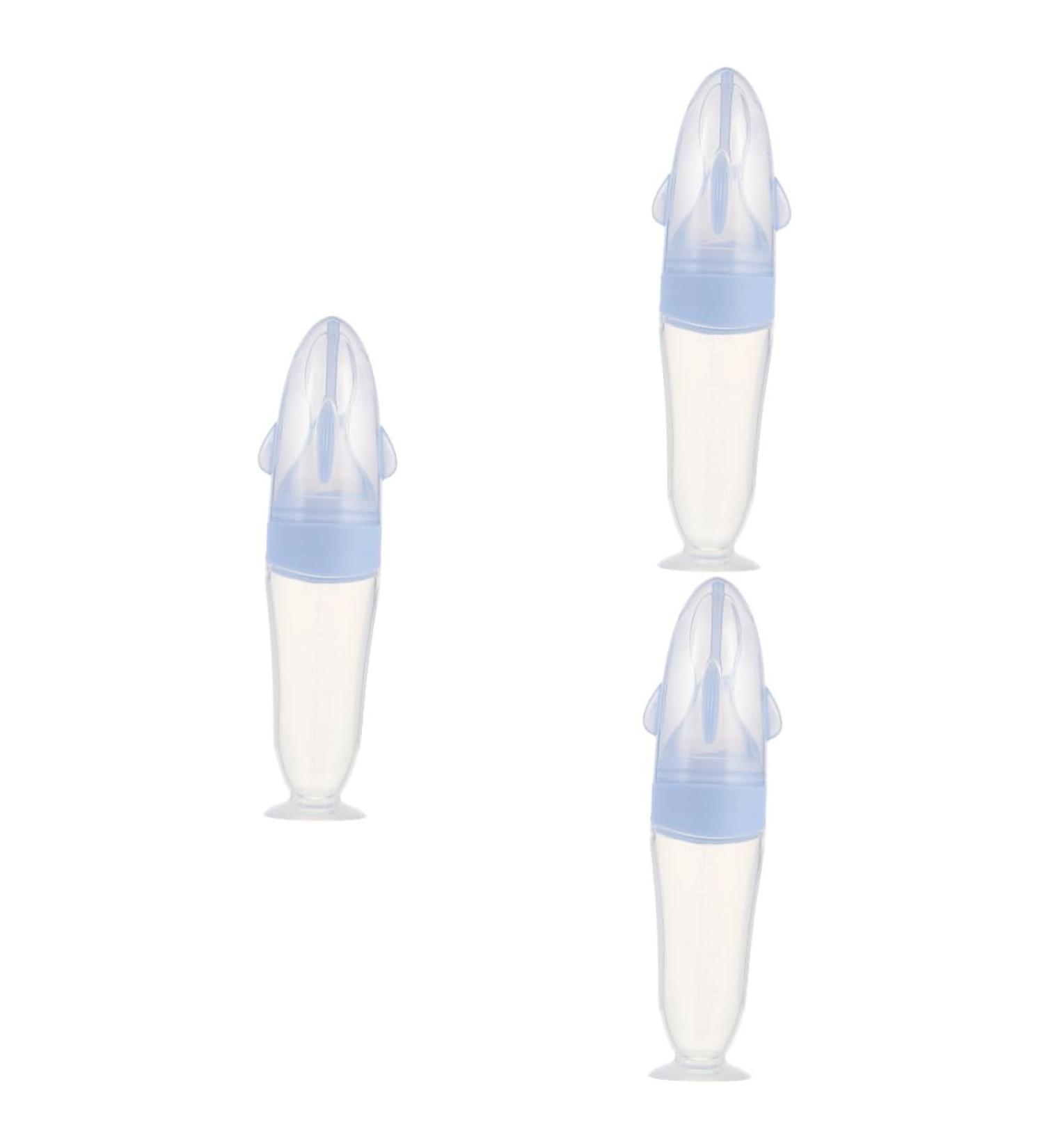 Safigle 3 Pack Silicone Squeeze Muesli Rice Cereal Feeders | Baby Grain Feeder | Durable Feeding Bottles for Infants | 21x5x5cm | Blue - Buy Online on SooperMarket.com