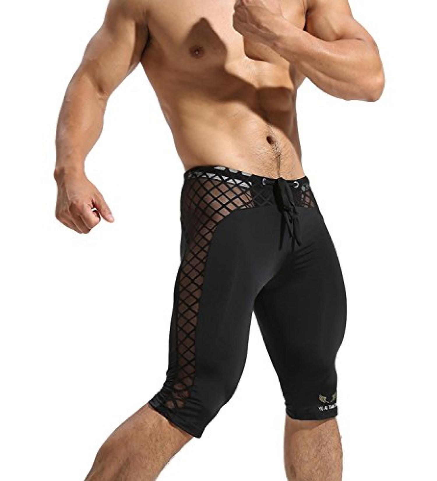 MIZOK Men's Compression Yoga Shorts Black - Cool Dry Mesh, Workout Tight, Medium - Buy Online on SooperMarket.com