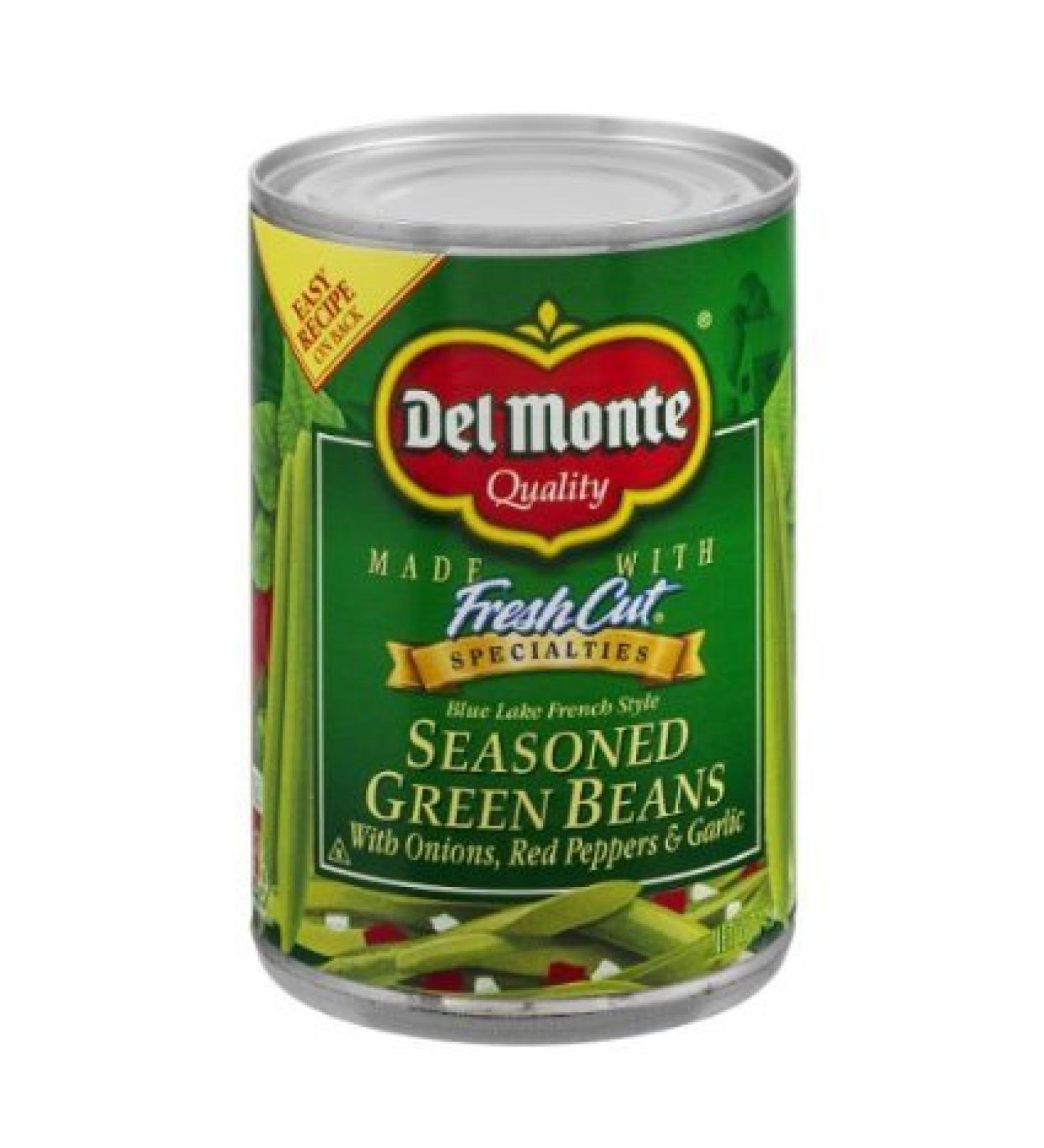 Del Monte French Style Seasoned Green Beans with Onions, Red Pepper & Garlic 14.5oz Can (Pack of 6)