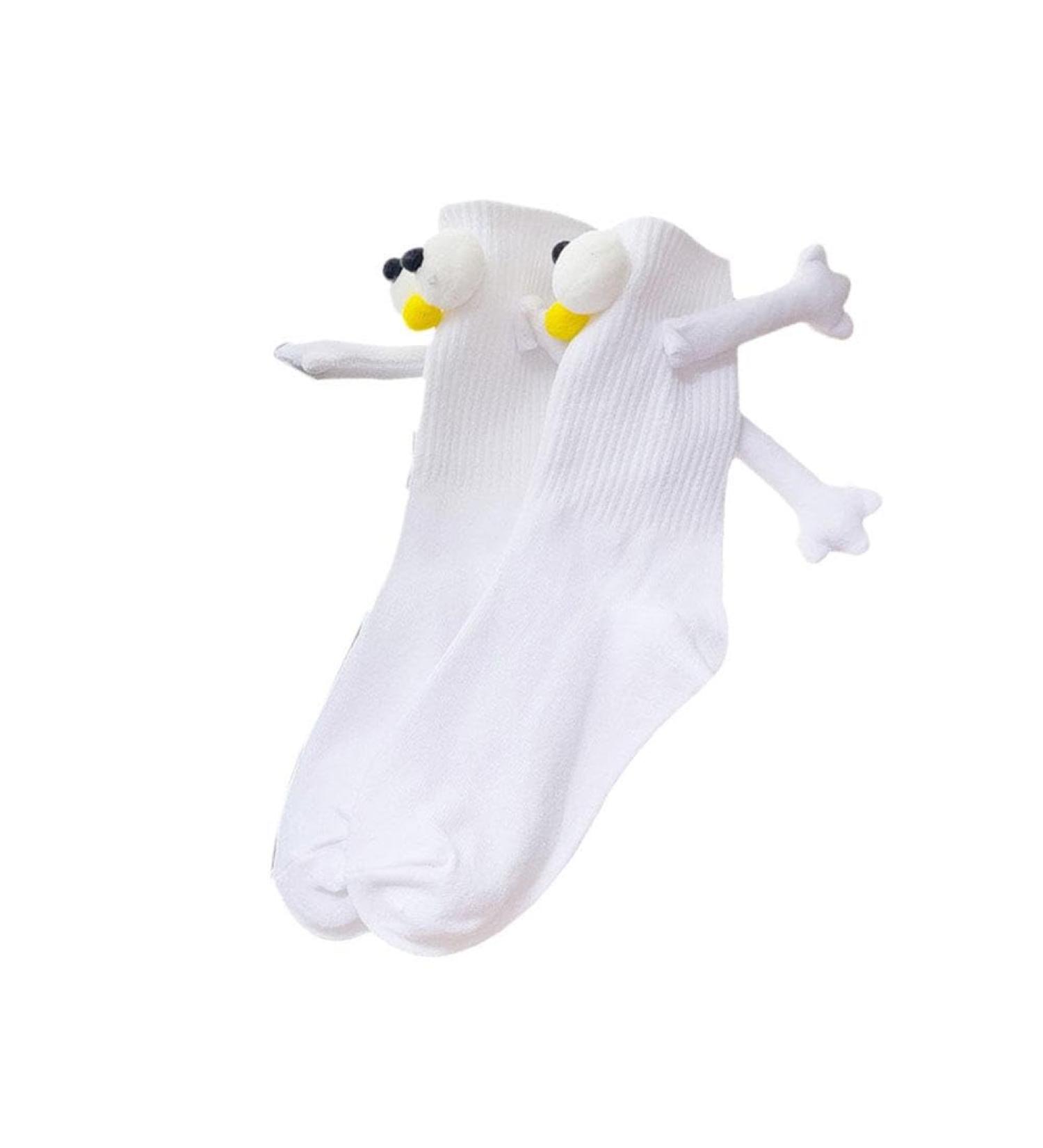 Novelty Magnetic Suction Couple Socks | 3D Funny Holding Hands Design | Cotton Breathable | 1 Pair White - Buy Online on SooperMarket.com