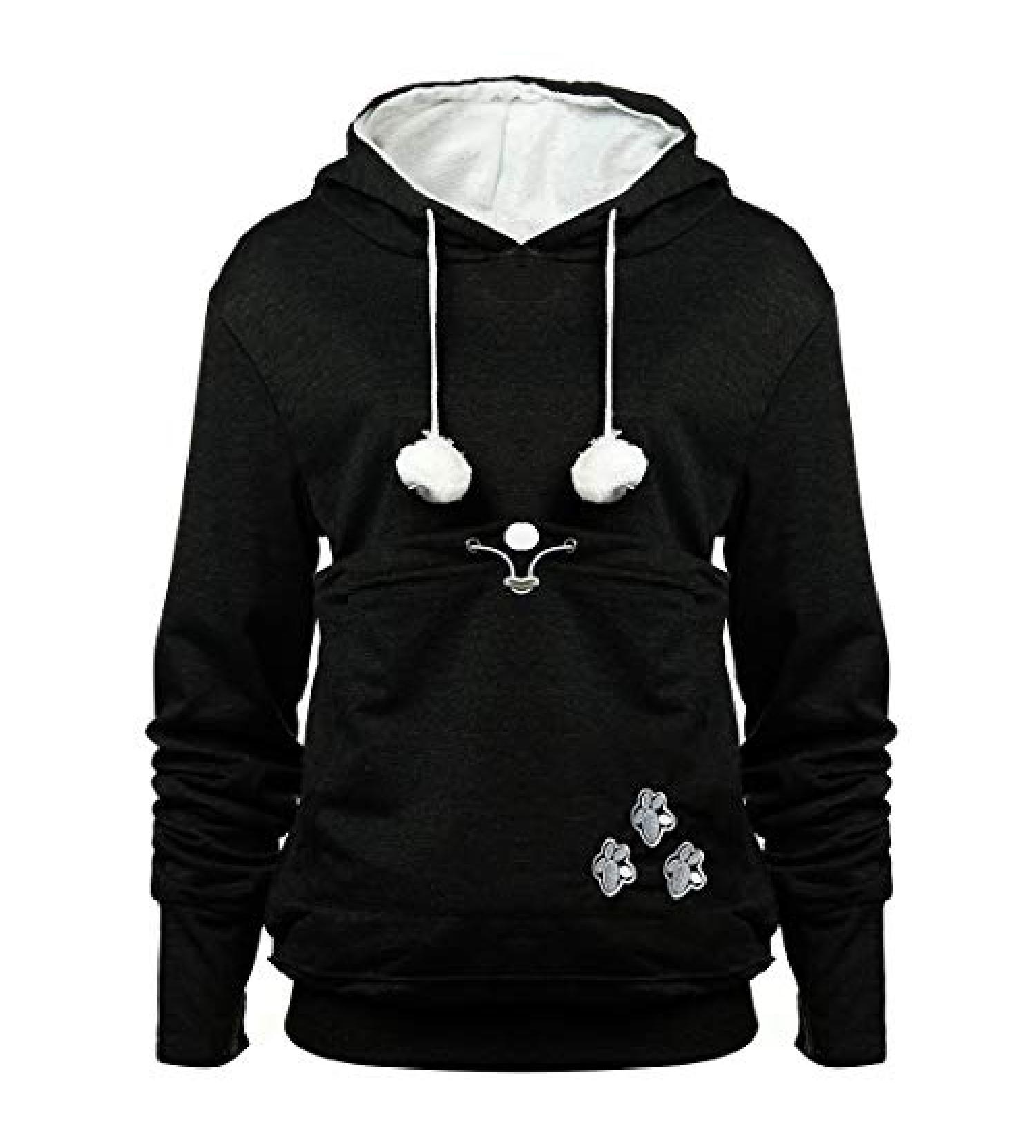 Jessie Long Sleeve Puppy Holder Sweatshirt | Pet Carrier Kangaroo Hoodie 4X-Large - Black - Buy Online on SooperMarket.com