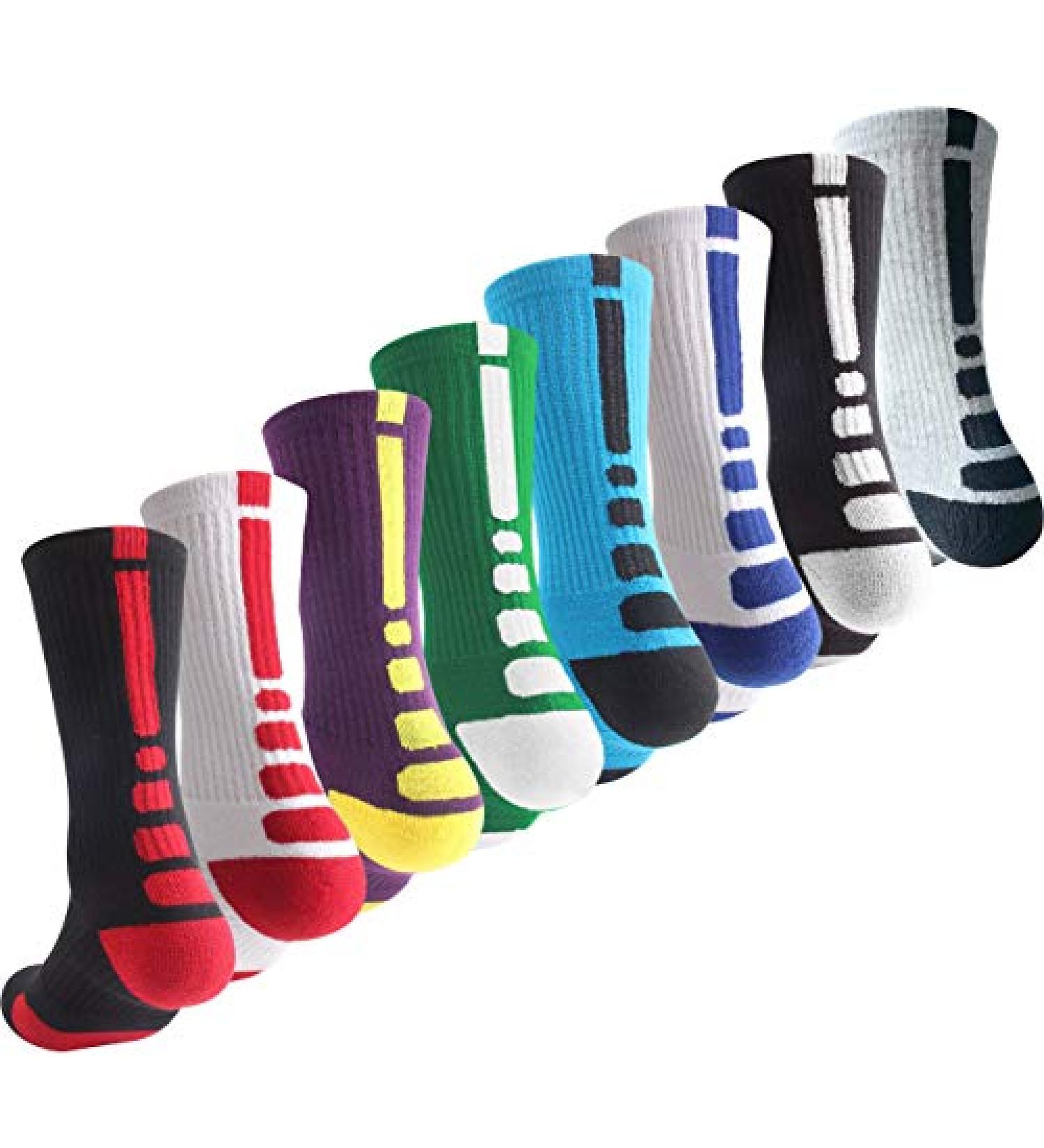 OLCHEE Boys Athletic Crew Socks 8-Pack | Basketball Soccer Hiking Ski | Thick Calf High | Medium Size - Buy Online on SooperMarket.com