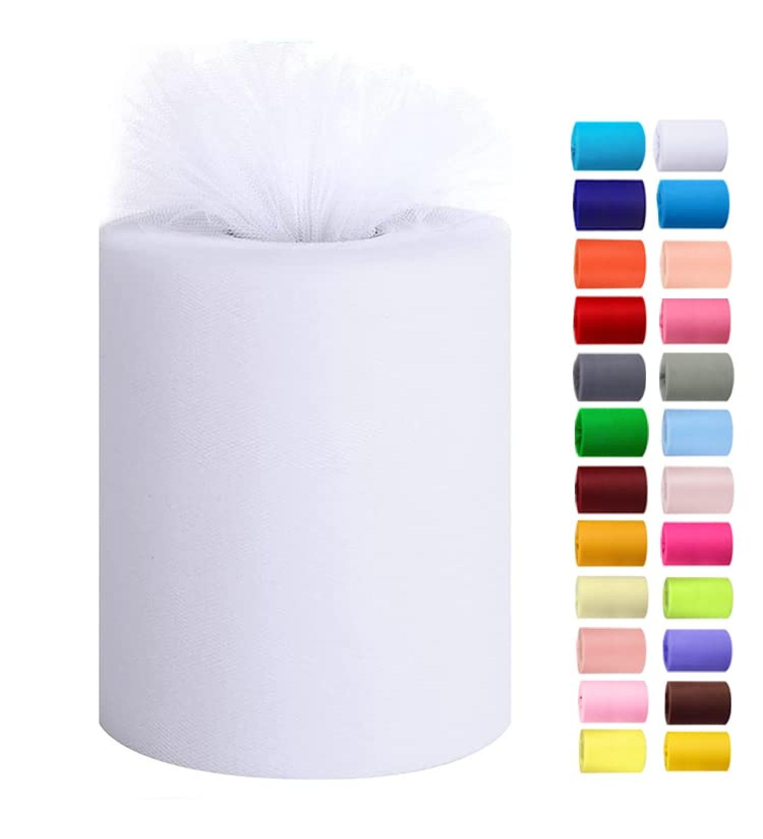 Tulle Rolls 6x100 Yards - DIY Tutu Skirts, Wedding Decor, Party Supplies - White - Buy Online on SooperMarket.com