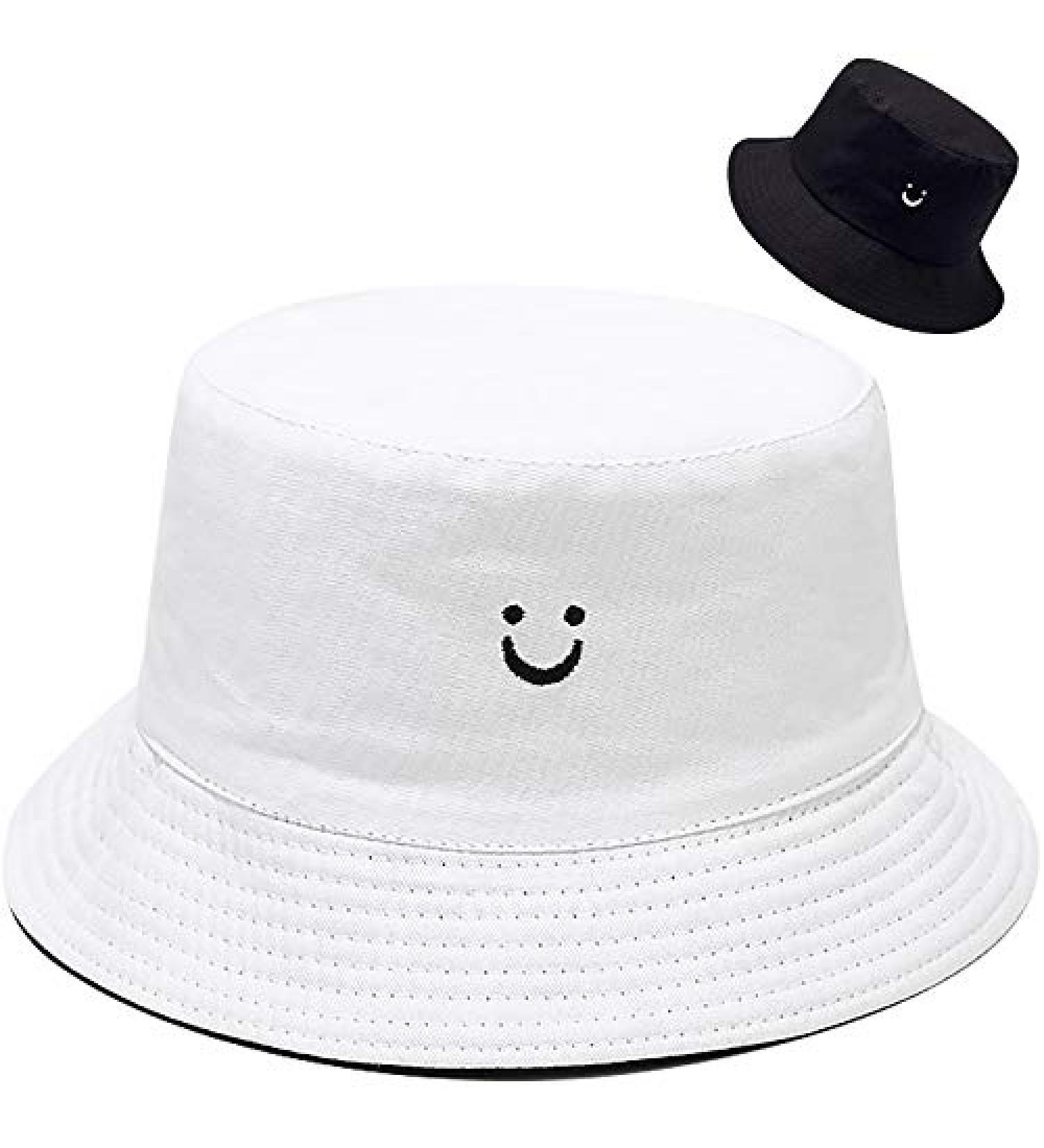 Malaxlx Unisex Reversible Smile Face Bucket Hat for Beach, Fishing, and Outdoor Activities - Buy Online on SooperMarket.com