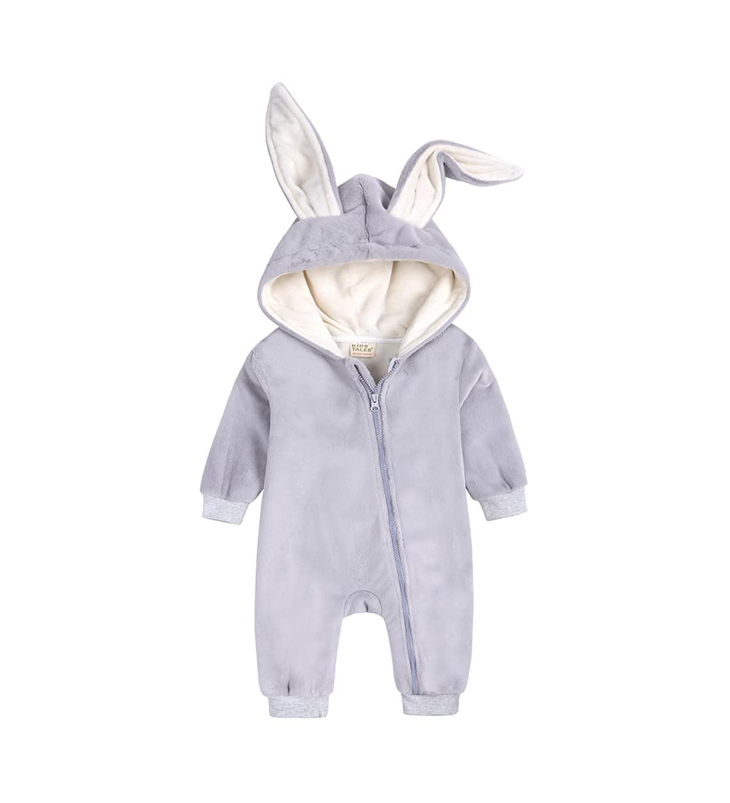 Kids Tales Newborn Baby Winter Hooded Rabbit Ear Romper 9-12 Months - Thick Fleece - Buy Online on SooperMarket.com