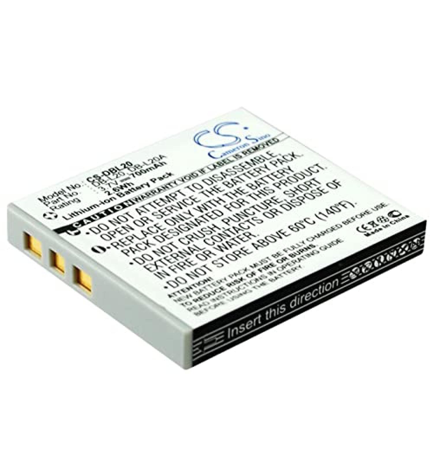 Replacement Battery for Sanyo Xacti VPC-CG9BK VPC-E6 VPC-E60 - DB-L20 DB-L20A 700mAh/3.7V - Fast International Shipping - Buy Online on SooperMarket.com