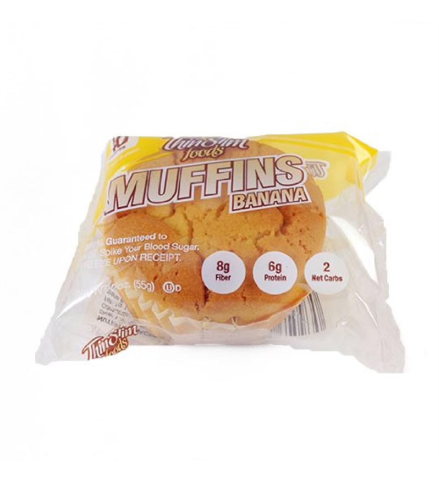 ThinSlim Foods 40 Calorie Low Carb Banana Muffins - Keto-Friendly 4 Pack
