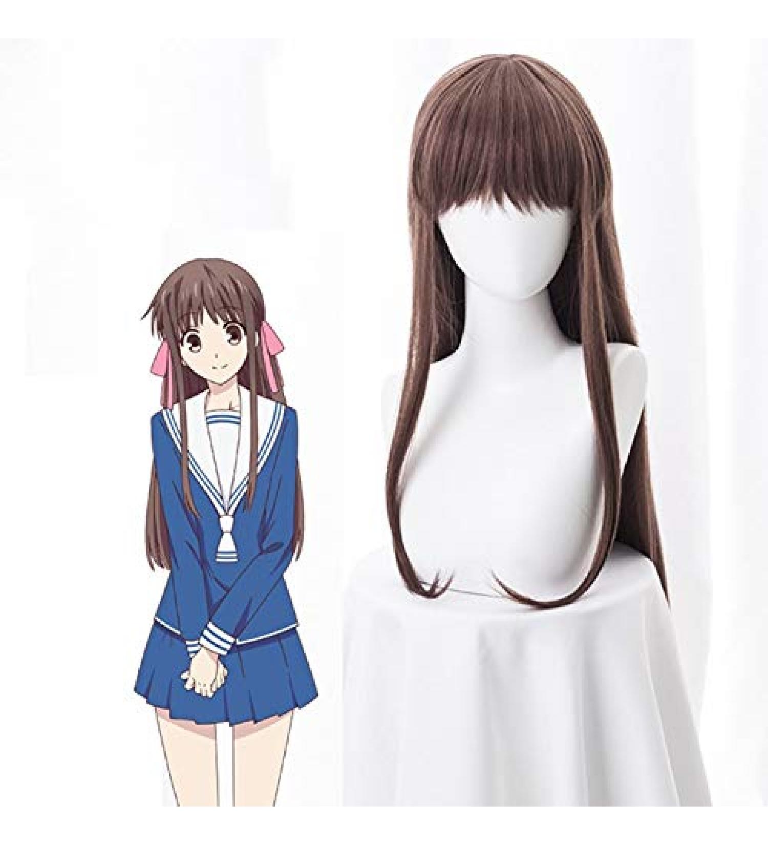Tohru Cosplay Wig | 2019 Fruits Basket Long Brown Straight Hair with Bangs | Halloween Anime Costume Accessory - Buy Online on SooperMarket.com
