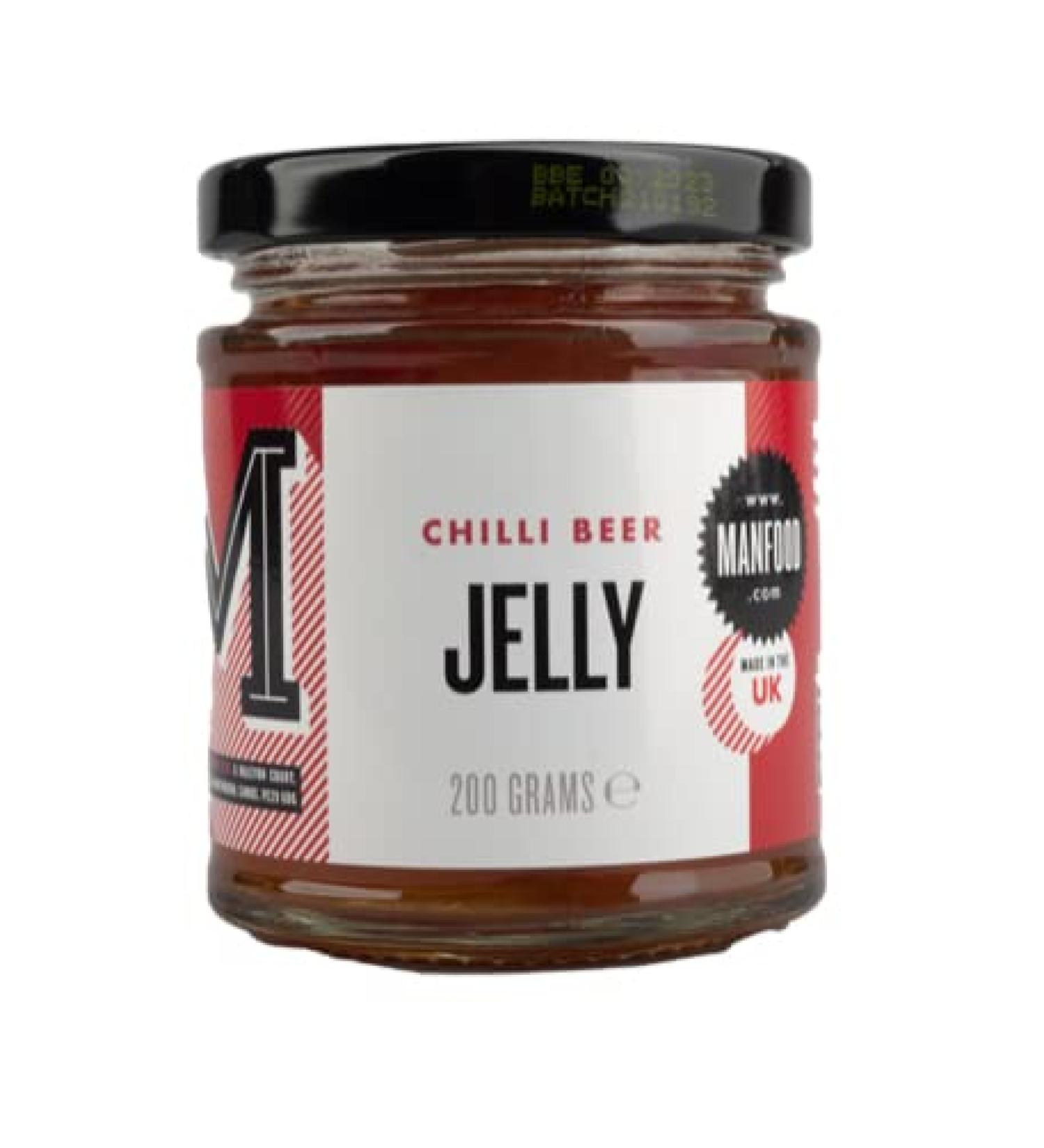 Manfood Chilli Beer Jelly (200g) | Sweet Jelly with a hint of Chilli | Perfect for Cheese | Try in a Gravy or use as a Glaze for Meat or tofu | Made in The UK - Buy Online on SooperMarket.com