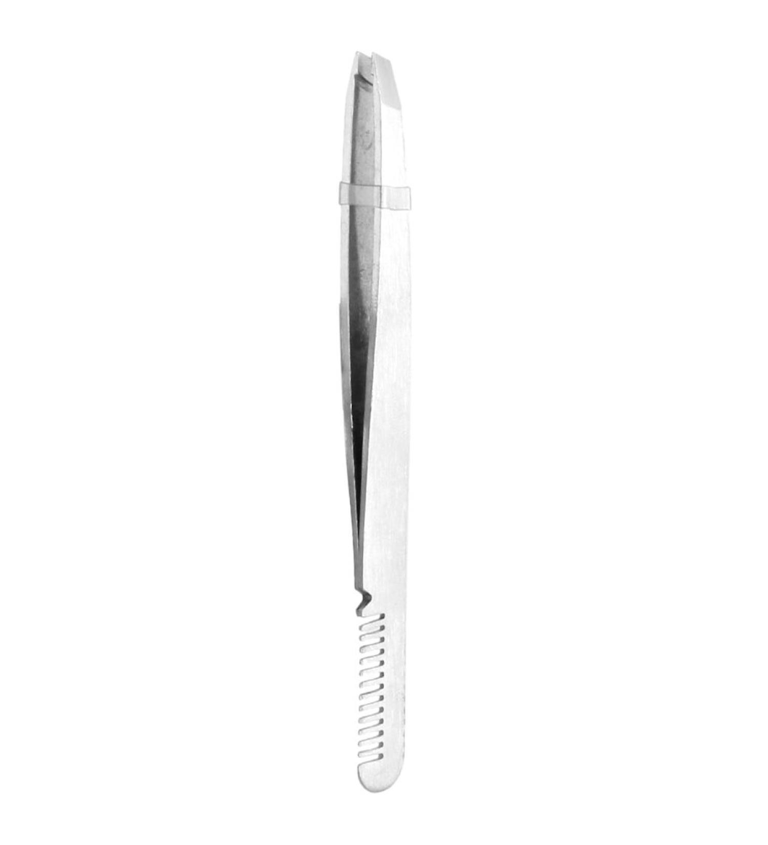 Aflytep Stainless Steel Slant Tip Eyebrow Tweezers with Comb Silver - Buy Online on SooperMarket.com