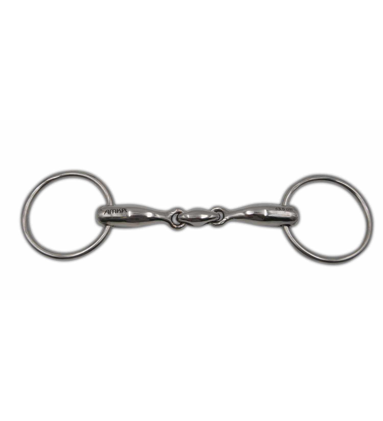 AMKA Double Broken Snaffle Bit | 18mm Stainless Steel | 65mm Rings | Ideal for Horses up to 17.5 cm - Shop Internationally - Buy Online on SooperMarket.com
