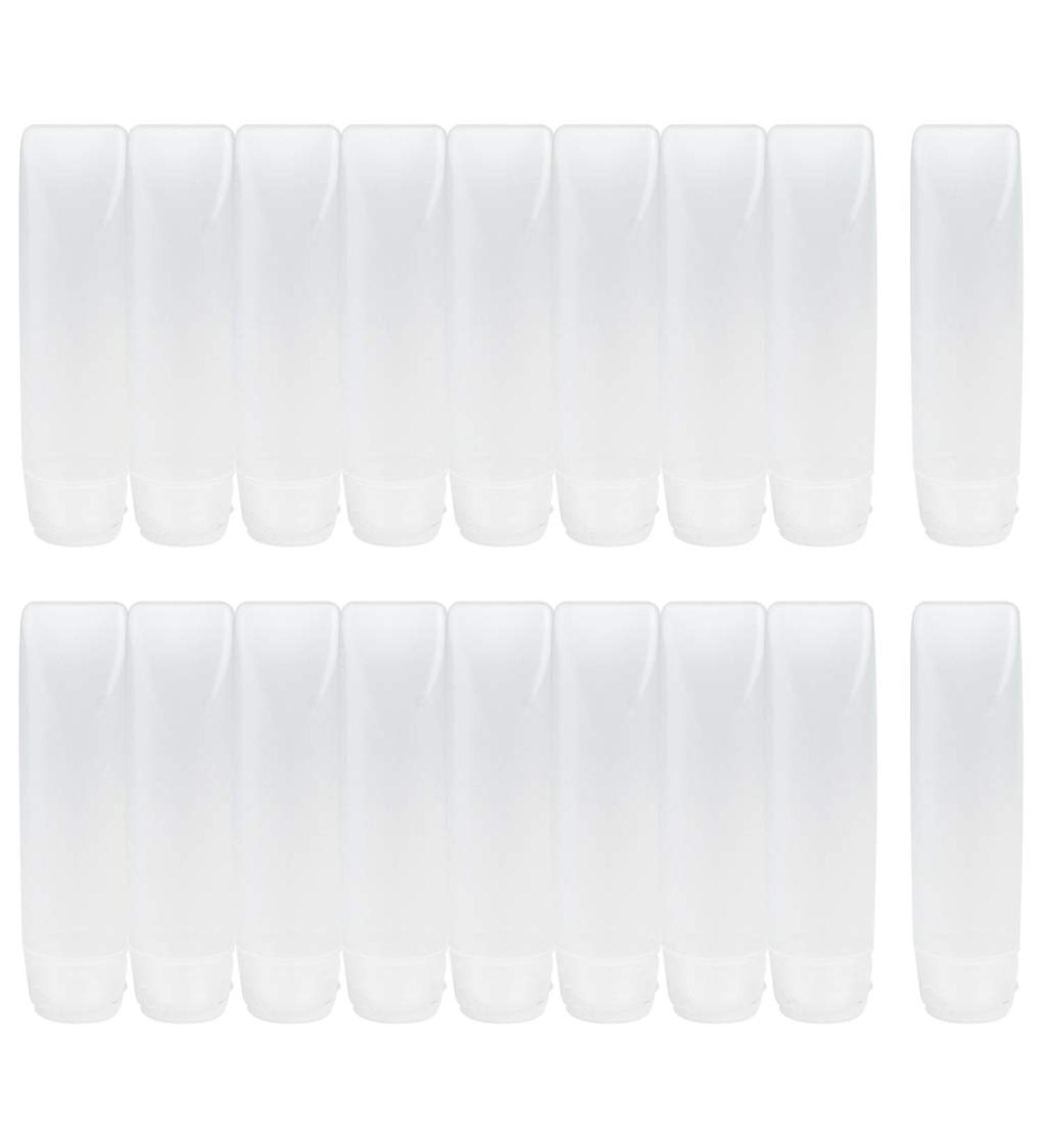 18 Pack 30ml TSA Approved Squeeze Bottles for Liquids - Travel Size Makeup Toiletry Containers with Flip Caps - Leak-Proof Refillable Cosmetic Bottles - Buy Online on SooperMarket.com