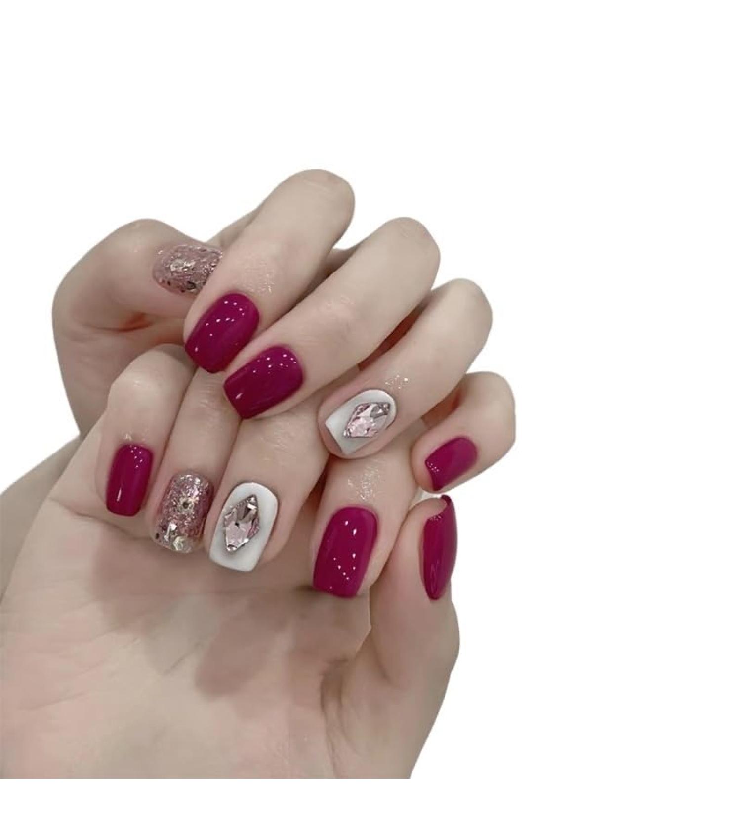 Wearing nail art nail patches for autumn and winter appearing white and purple with pearl gloss The nail patches are detachable (Color : B Size : Gold plated seal wearing tool bag) - Buy Online on SooperMarket.com
