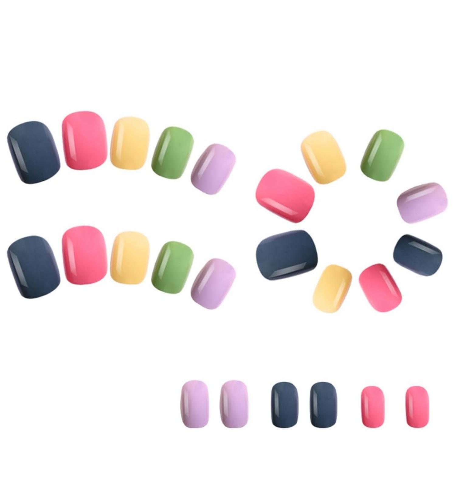 Closer 1Set Rainbow Jumping Colours False Nails Wearable Press on Nails Full Cover Nail Tips - Buy Online on SooperMarket.com
