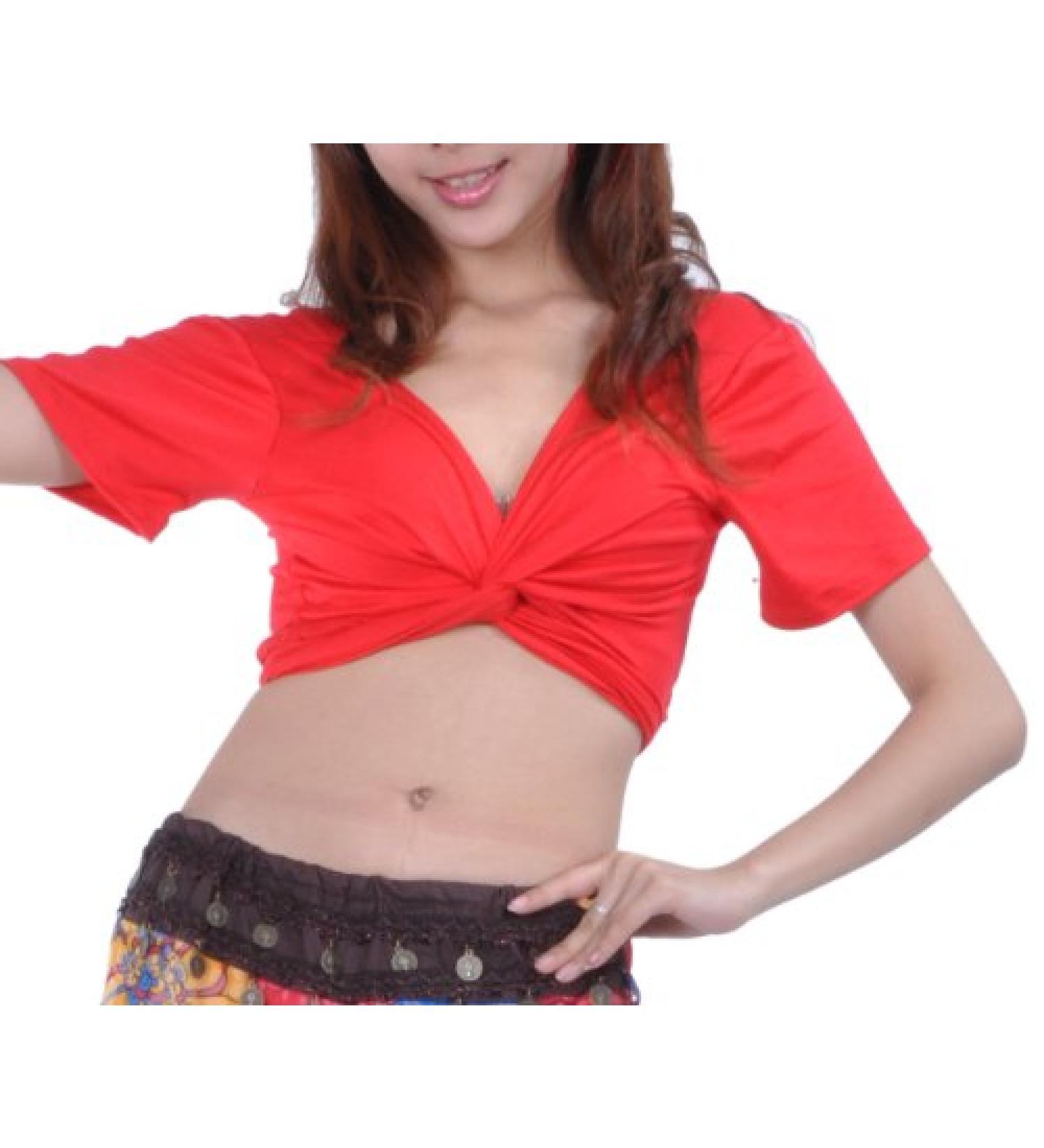 BellyLady Red Short Sleeved Wrap Top - Belly Dance Costume - Buy Online on SooperMarket.com