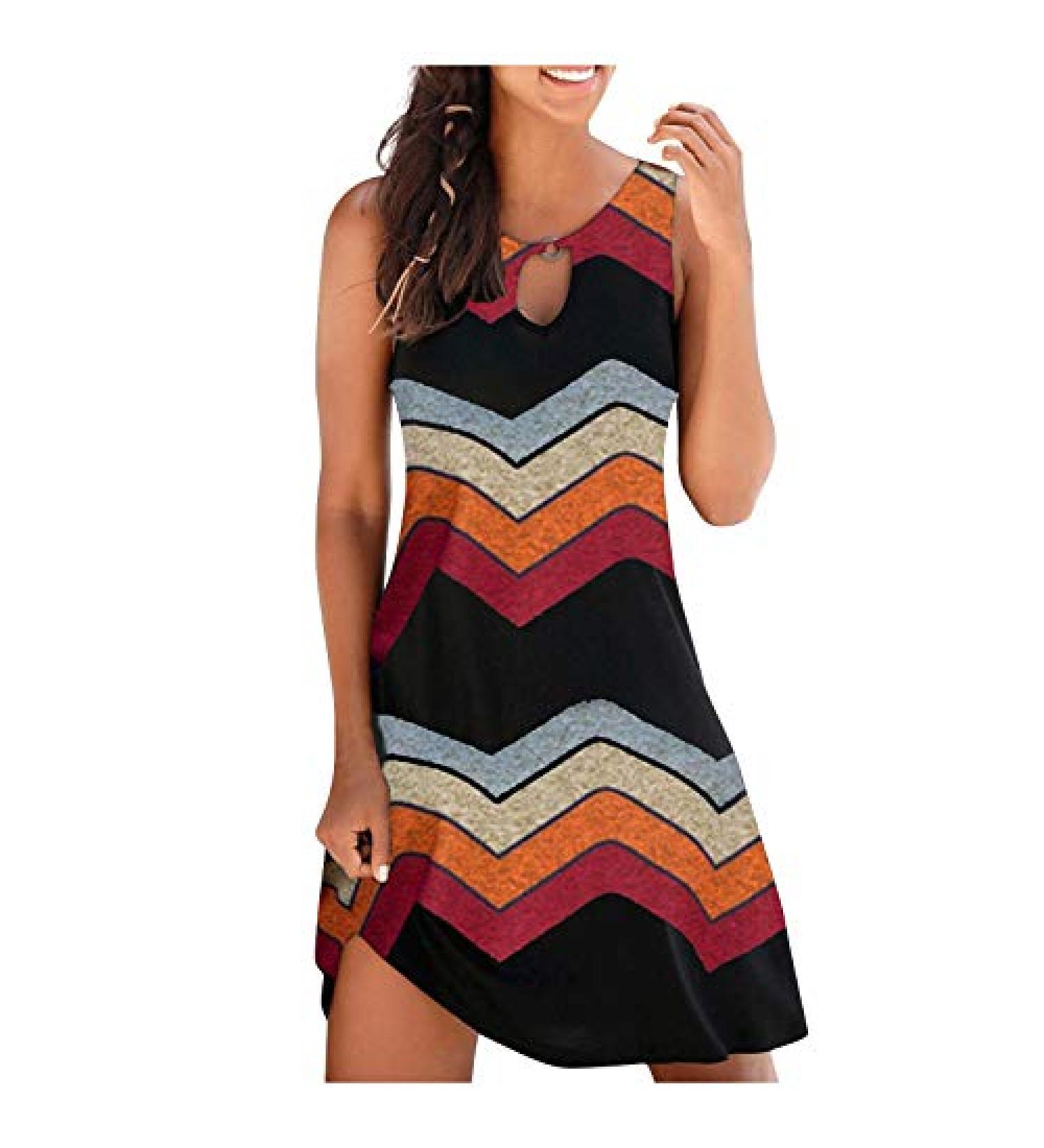 Gufesf Summer Dresses for Women - Casual Boho Tshirt Dress - Floral Aq-a-red XX-Large - Buy Online on SooperMarket.com