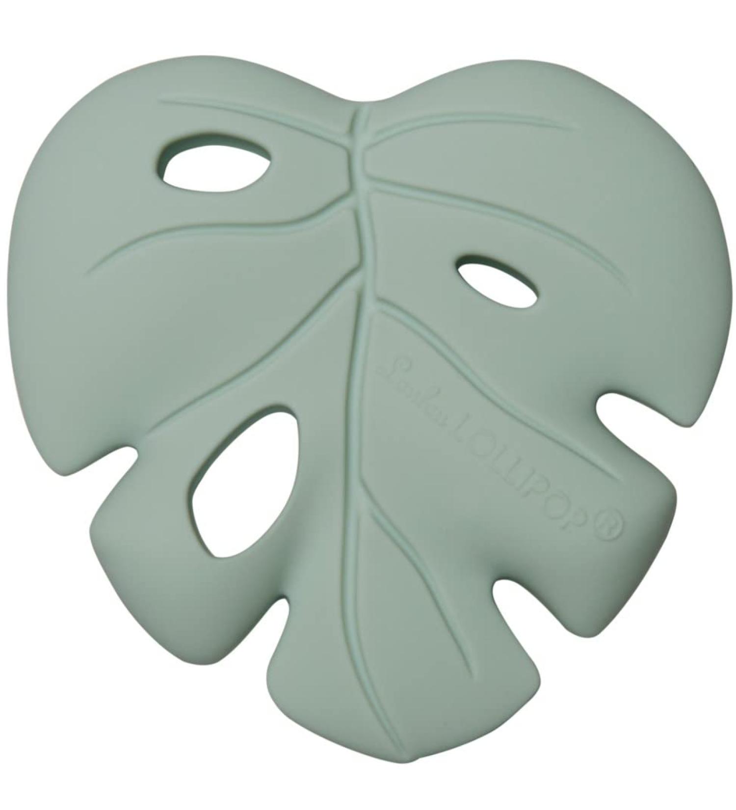 Loulou Lollipop Silicone Teether for Teething Baby - Monstera Seafoam | Gender Neutral Teething Toy - Buy Online on SooperMarket.com