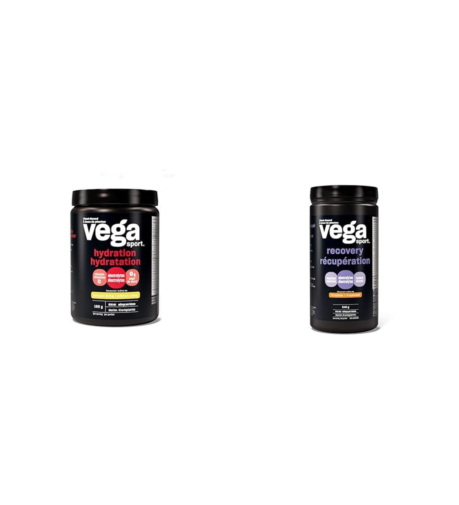 Vega Sport Hydration Electrolyte Powder Lemon Lime Vegan Hydrator Keto Friendly Gluten Free & Sport Post-Workout Recovery Accelerator Tropical Vegan Non Dairy Gluten Free BCAAs 540g - Buy Online on SooperMarket.com