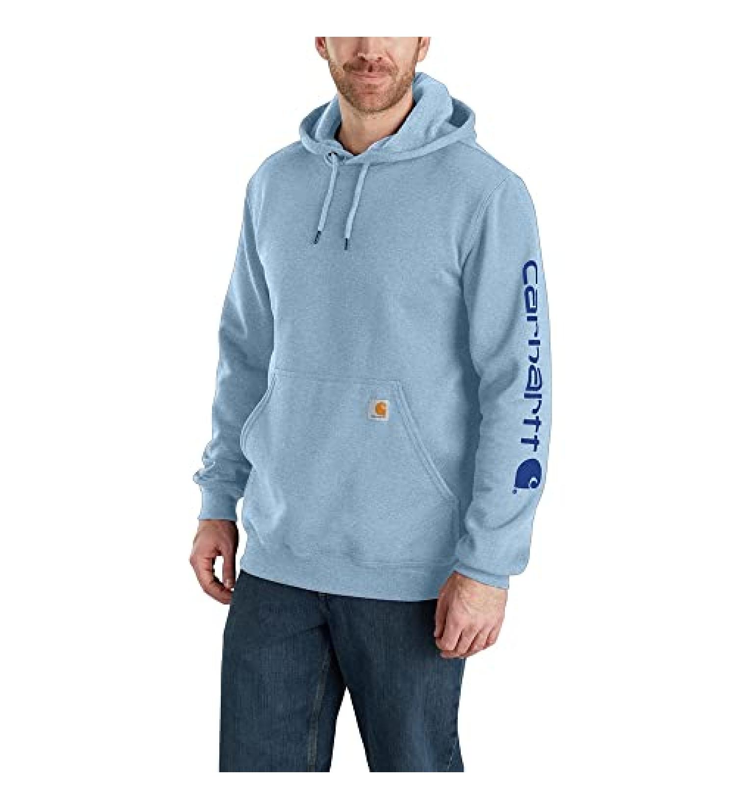 Carhartt Men's Loose Fit Midweight Logo Sleeve Graphic Sweatshirt (Closeout) Large Alpine Blue Heather