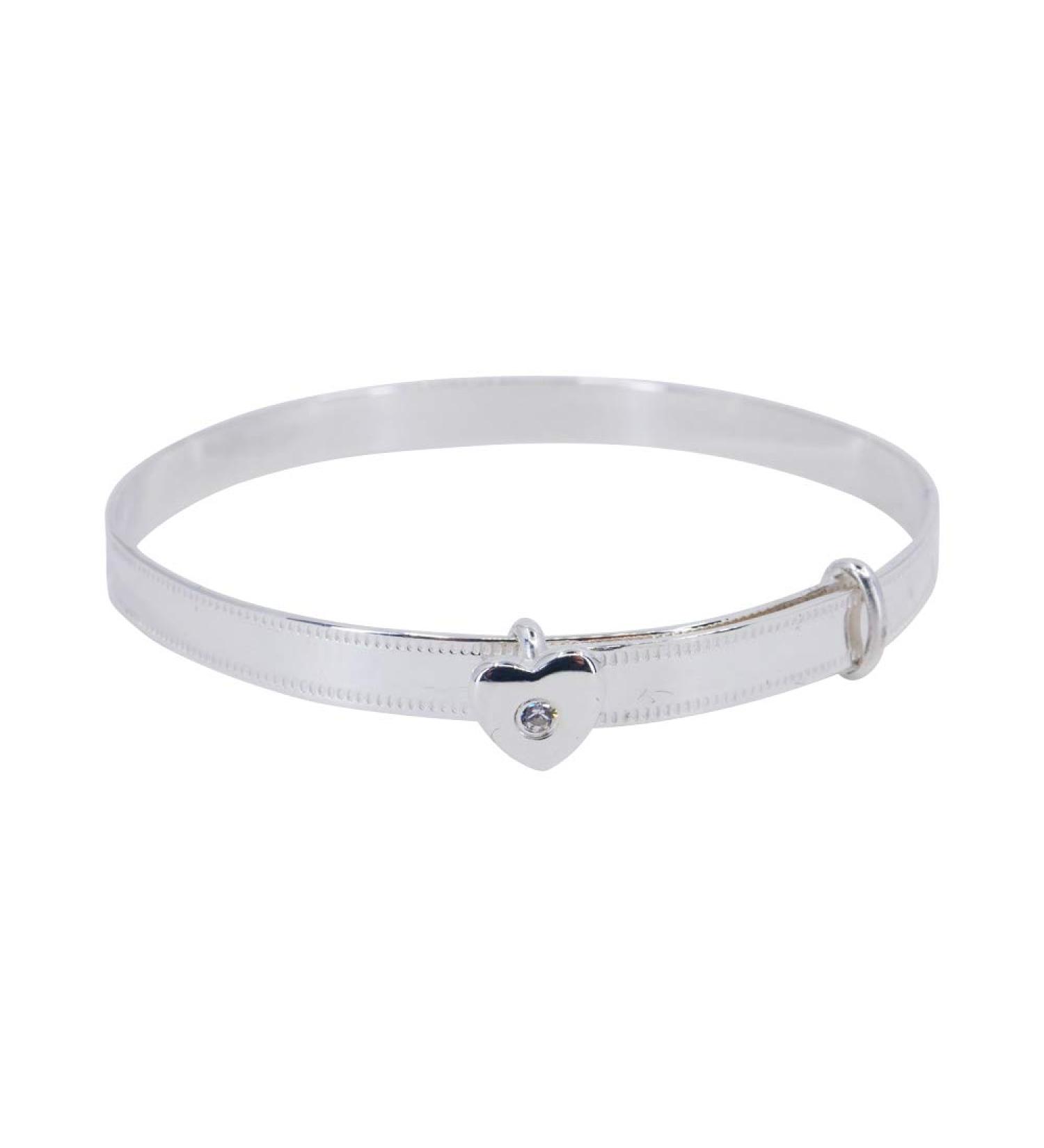 Adjustable Sterling Silver Baby Bangle - Heart Design | Sincerelyforyou - Buy Online on SooperMarket.com