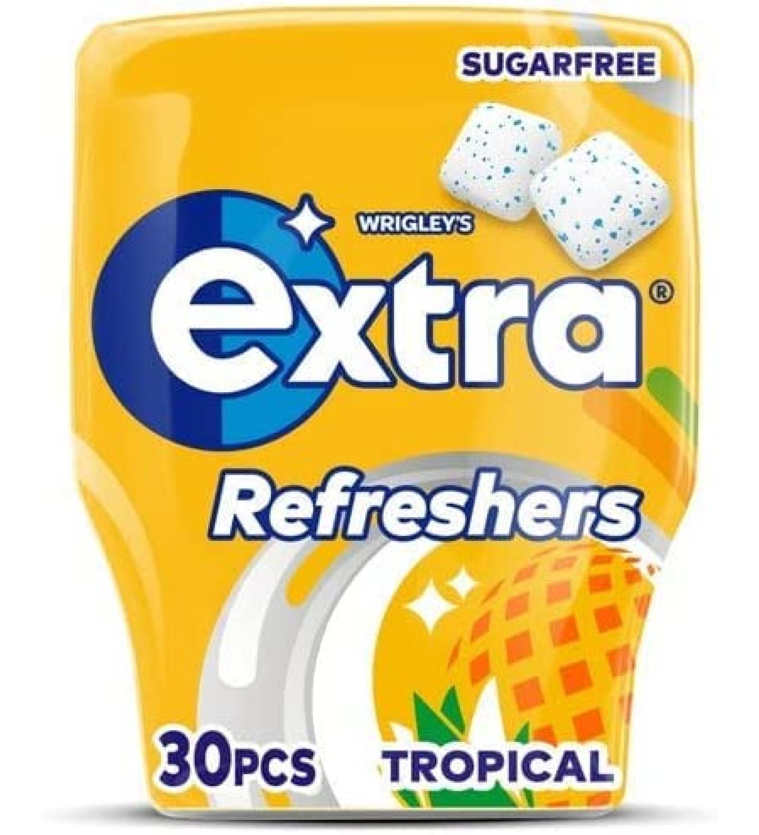 Wrigleys Extra Refreshers Tropical Chewing Gum 67G Helps keep Teeth Clean And Mouth Fresh (12) - Buy Online on SooperMarket.com