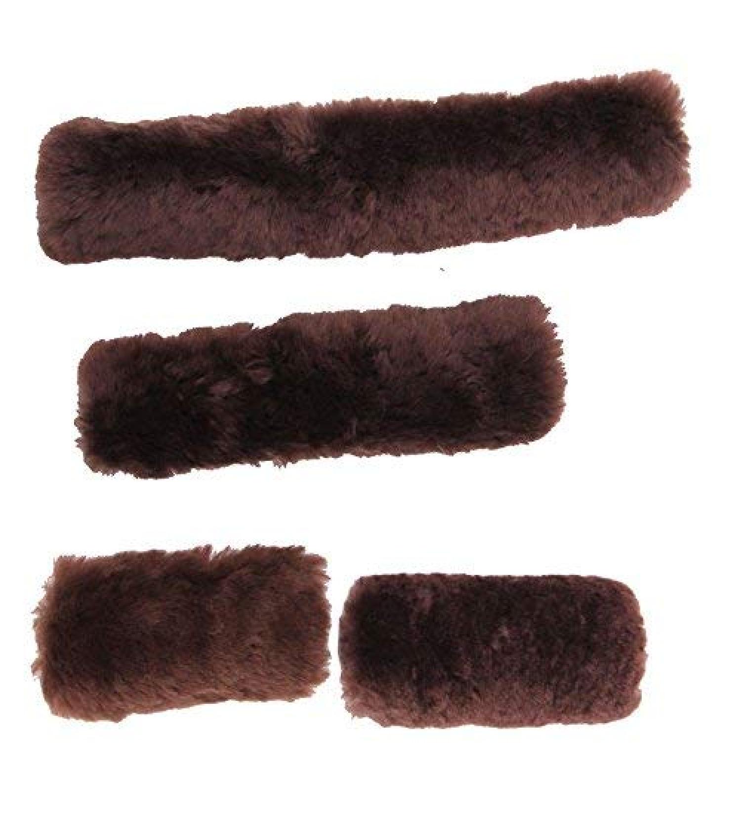 Merauno Sheepskin Horse Noseband Cover Lambskin Halter Set 1x Neck saver 1x Nose Protector 2x Cheek pieces Brown - Buy Online on SooperMarket.com