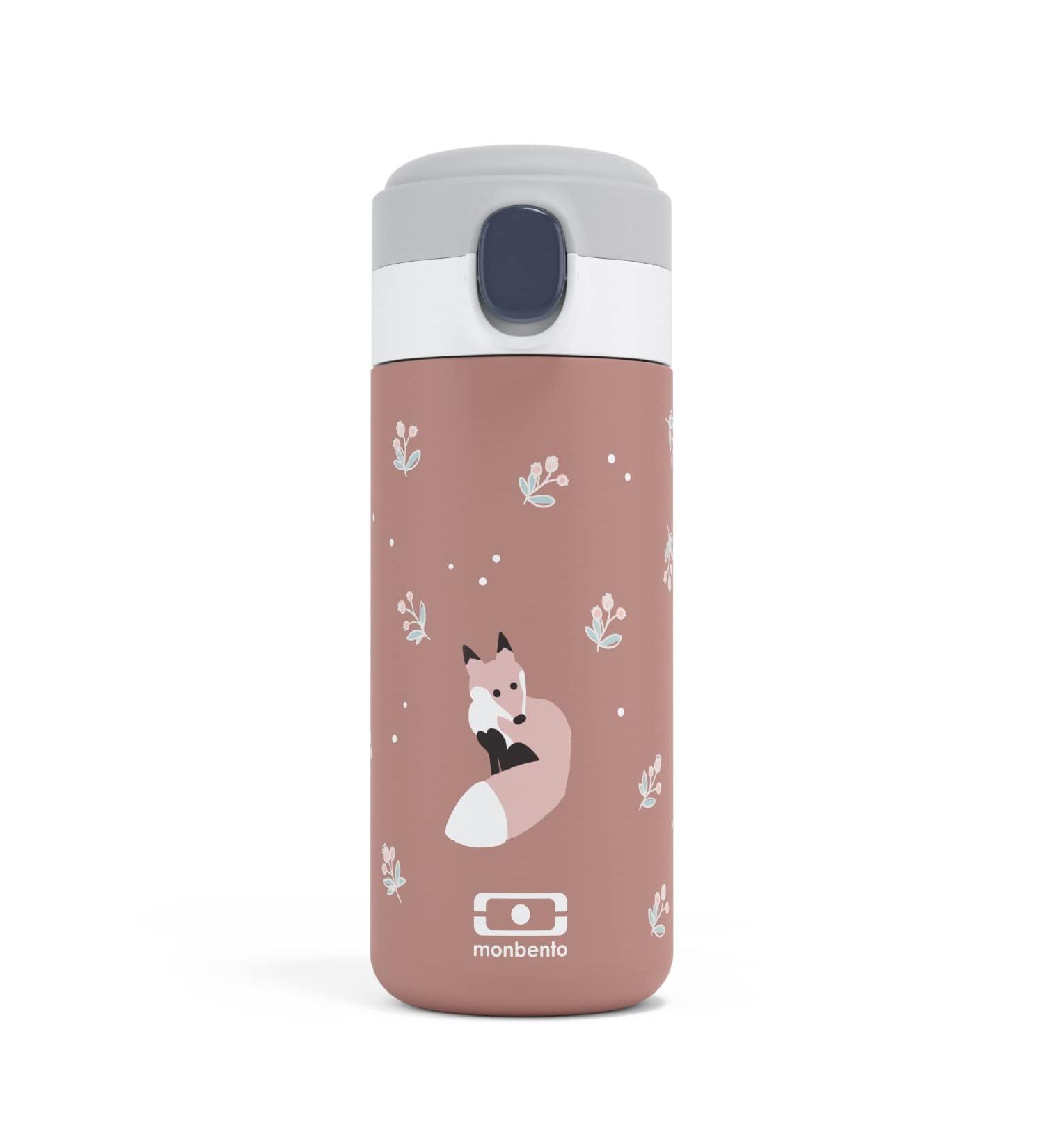 Monbento Kids Insulated Water Bottle - 12 Oz - Leakproof - Hot/Cold 12 Hours - BPA-Free - Pink Cinnamon Fox - Buy Online on SooperMarket.com
