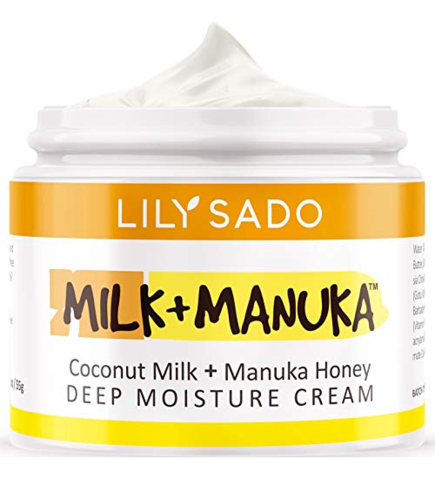 Lily Sado Milk + Manuka Coconut Milk & Manuka Honey Face Moisturizer - Anti-Aging Daily Facial Cream with Cocoa Butter - Organic & Cruelty-Free - Buy Online on SooperMarket.com