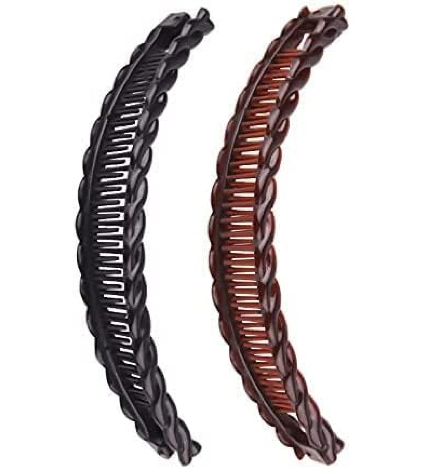 2 Pieces 1 Black and One Brown Tart Banana Clips Long Hair Clips Banana Hair Comb Fish Grip Hair Clips Plastic Other Gemstones Hair Accessories - Buy Online on SooperMarket.com