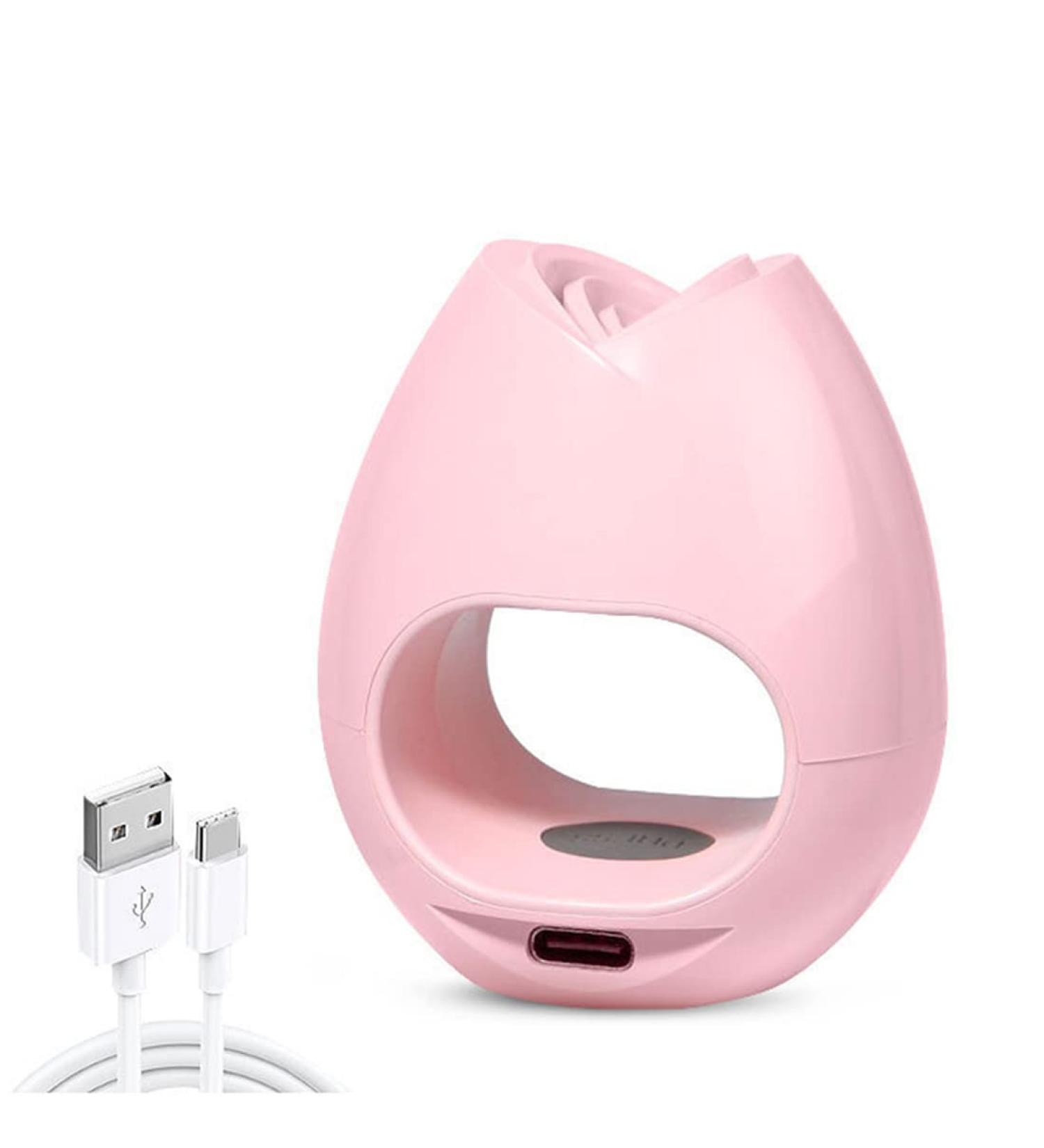 Mini Pink USB UV LED Nail Dryer 16W Portable Rose Shape Gel Nail Lamp | Button Model for Gel Nails Polish Manicure | Nail Art Tools Accessories - Buy Online on SooperMarket.com