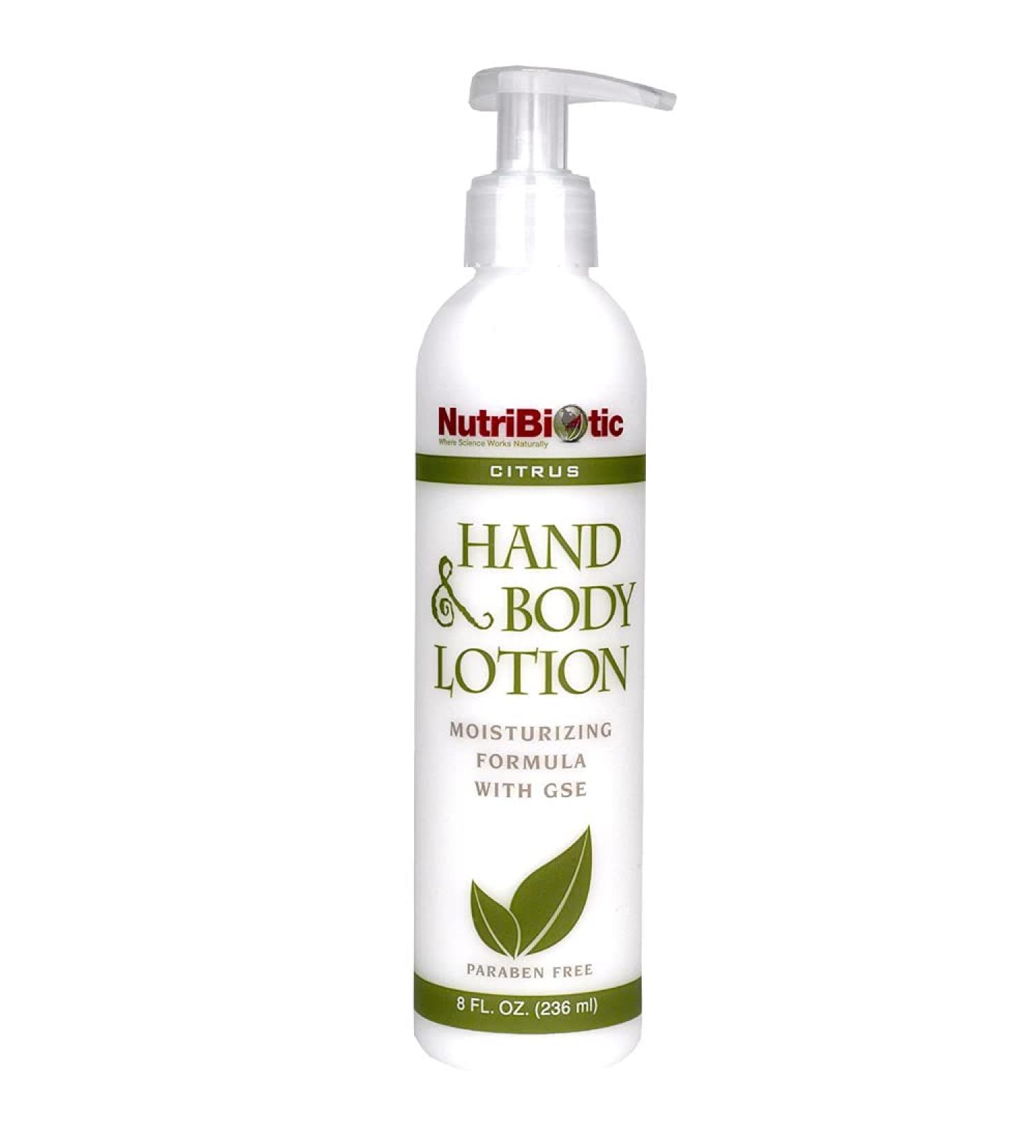 NutriBiotic Hand & Body Lotion - Citrus 8 Fl Oz | Biodegradable Vegan pH Balanced No Dyes Parabens | Gentle Moisturizing with Grapefruit Seed Extract - Buy Online on SooperMarket.com