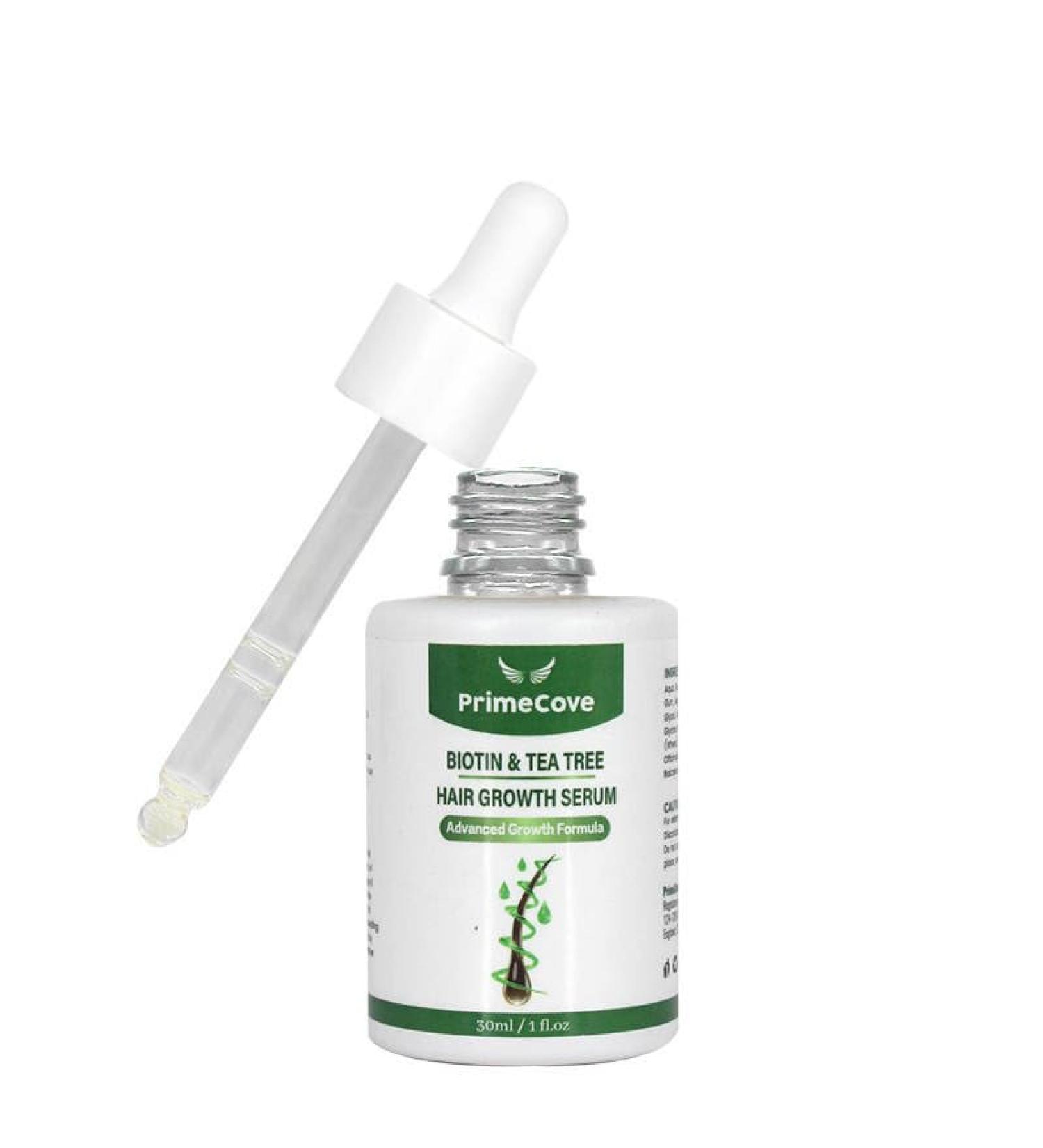 PrimeCove - Biotin & Tea Tree Hair Growth Serum (30ml) | Stimulate Growth Reduce Graying & Nourish Roots | Advanced & Natural Formula - Buy Online on SooperMarket.com