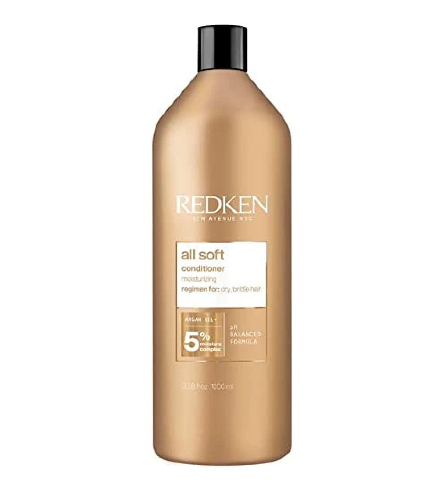 Redken |Rinse for dry and fragile hair enlivened and hydrated with fatty acids antioxidants and argan oil all soft conditioner 1 l (1 Pack)