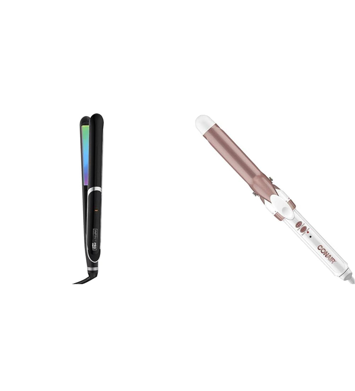 Infiniti Pro by Conair Titanium Flat Iron Rainbow finish 1-inch & CD701GNC Double Ceramic 1" Curling Iron - Buy Online on SooperMarket.com