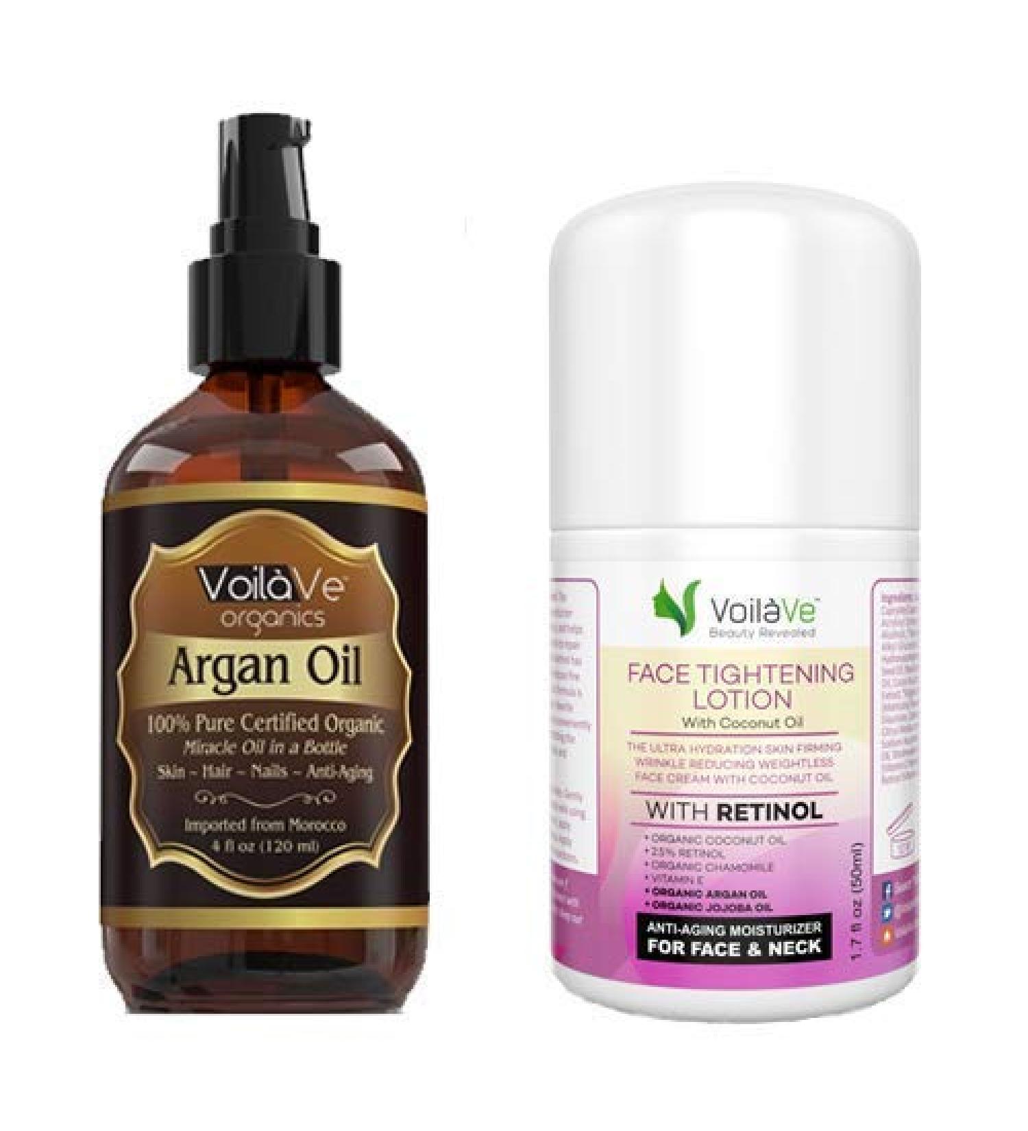 VoilaVe Organic Moroccan Argan Oil - Skin, Nails & Hair Growth - Face Moisturizer with Vitamin E - Women's Face & Neck Lotion - Buy Online on SooperMarket.com
