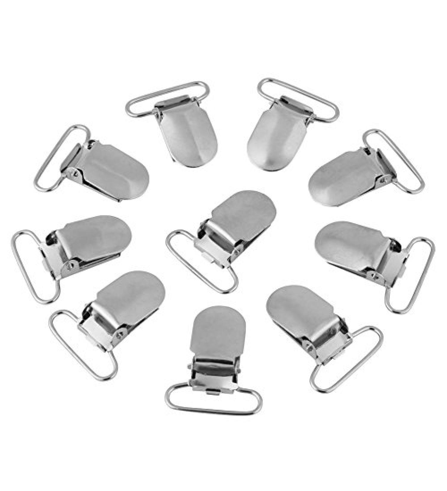 10PC Pacifier Clips - Silver Metal Clips for Pacifiers Bibs & Toys (25mm) | International Shipping Available - Buy Online on SooperMarket.com