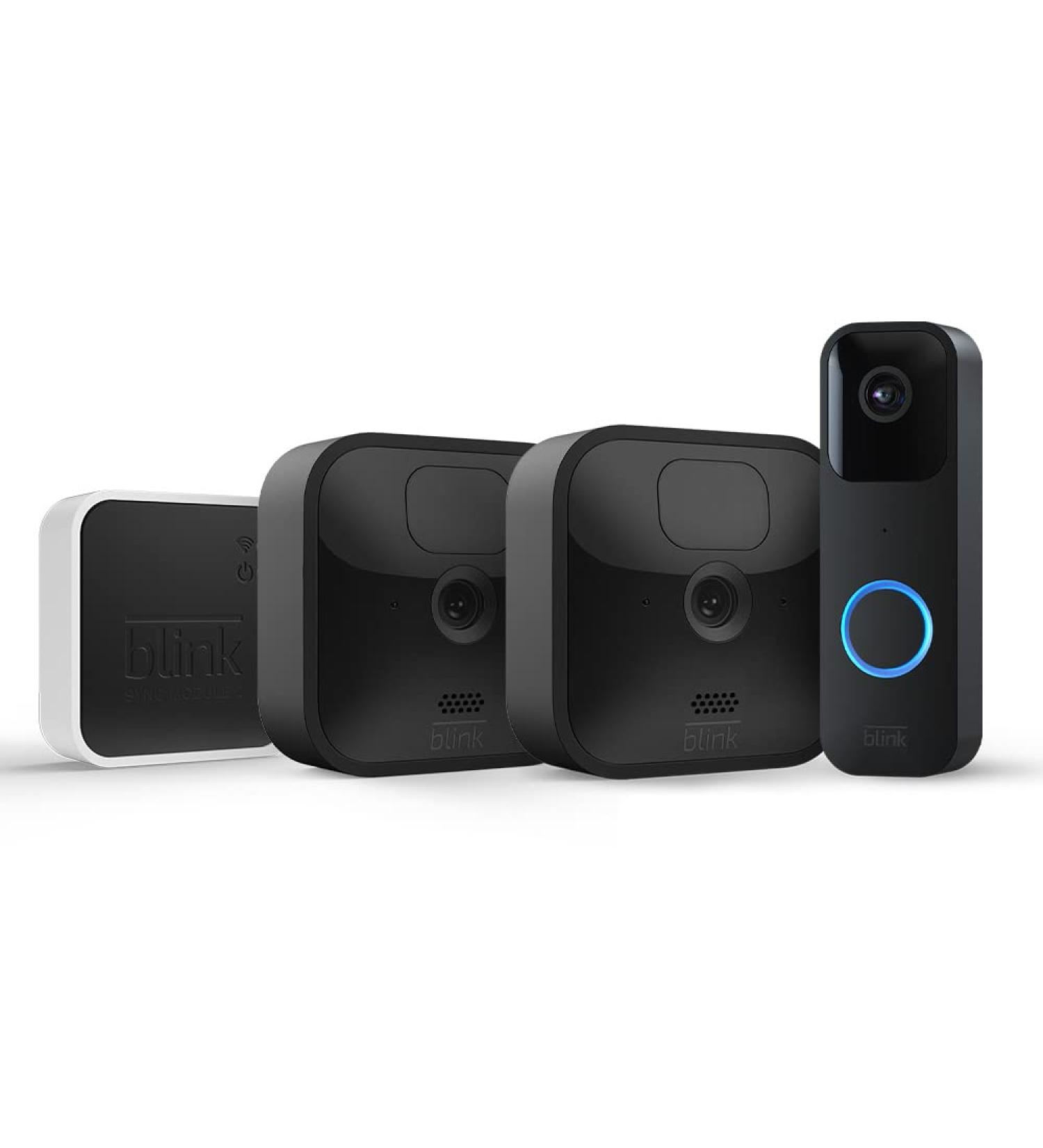 Blink Outdoor HD Security Camera System - Weather-Resistant 2 Cameras & Video Doorbell | Two-Way Audio & Motion Recording | Works with Alexa - Buy Online on SooperMarket.com