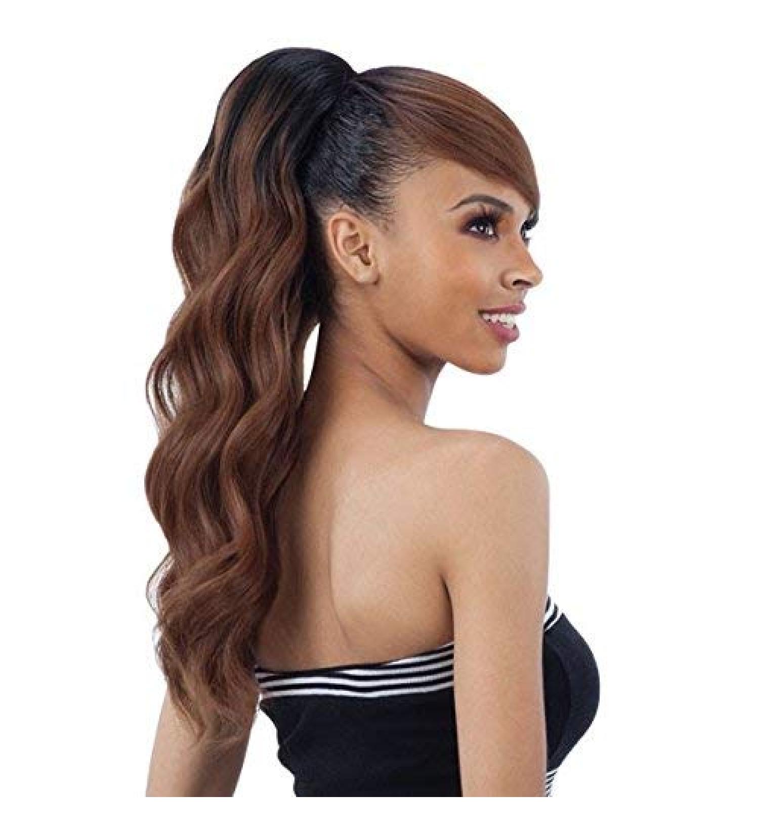 1B Off Black Loose Deep Swoop Side Bang - Freetress Equal Synthetic Drawstring Bang & Ponytail - Buy Online on SooperMarket.com