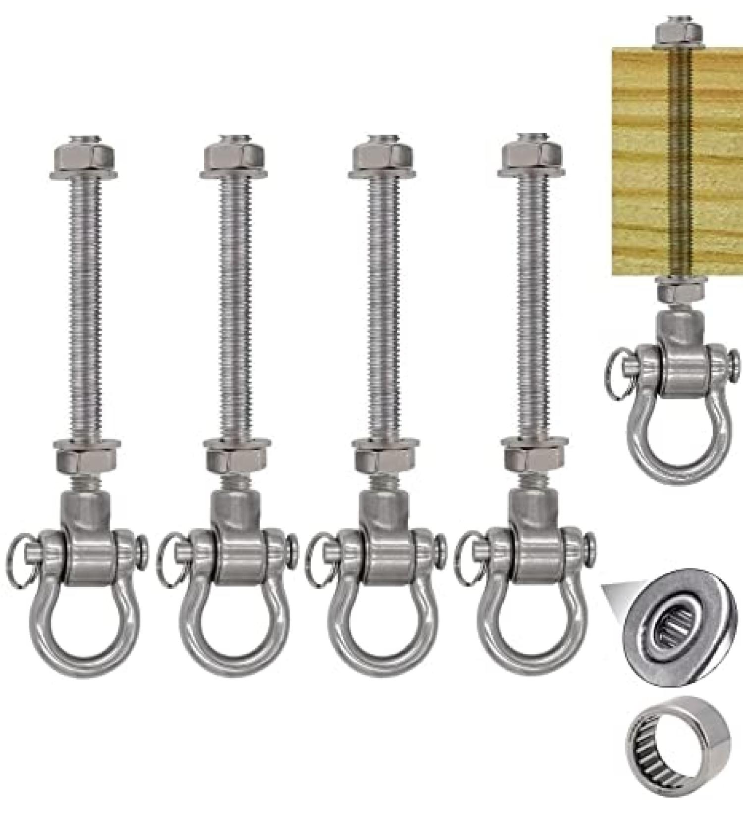 Dakzhou 4 Heavy Duty Bearing Swing Hanger (10mm) - 180 Swing, 1500 LB Capacity - Anti-Rust, Wood Beam, Yoga Swing Hammock Chair - Buy Online on SooperMarket.com