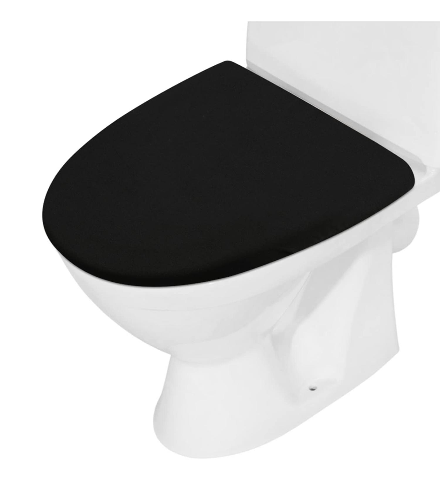 Stretch Spandex Washable Black Toilet Lid Cover - Elastic Bottom Seat Protector - Buy Online on SooperMarket.com
