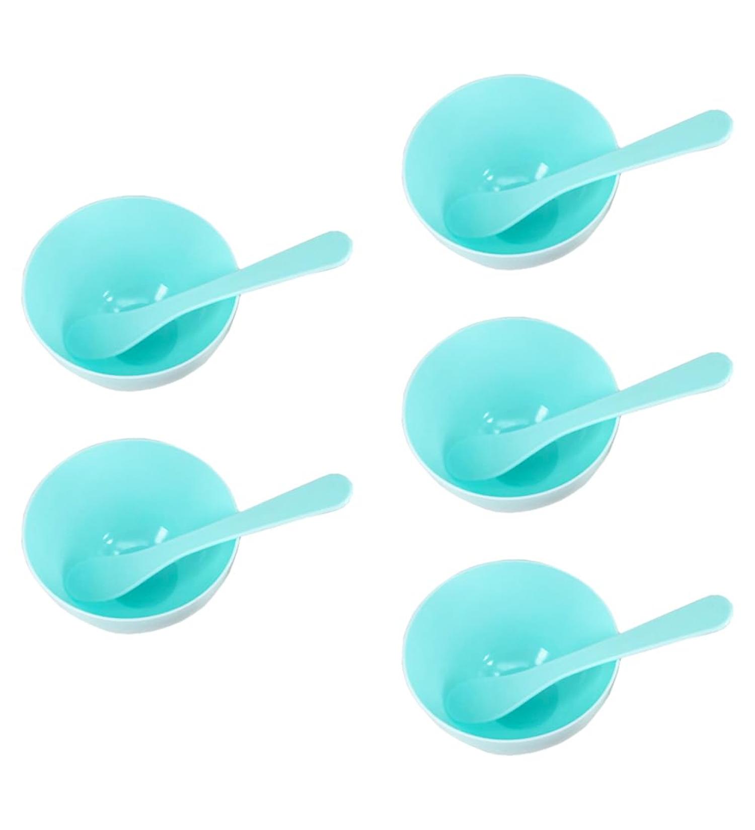 5 Sets Plastic Facial Mask Mixing Bowl & Spatula - DIY Skin Care Kit for Home & Salon Use - Buy Online on SooperMarket.com