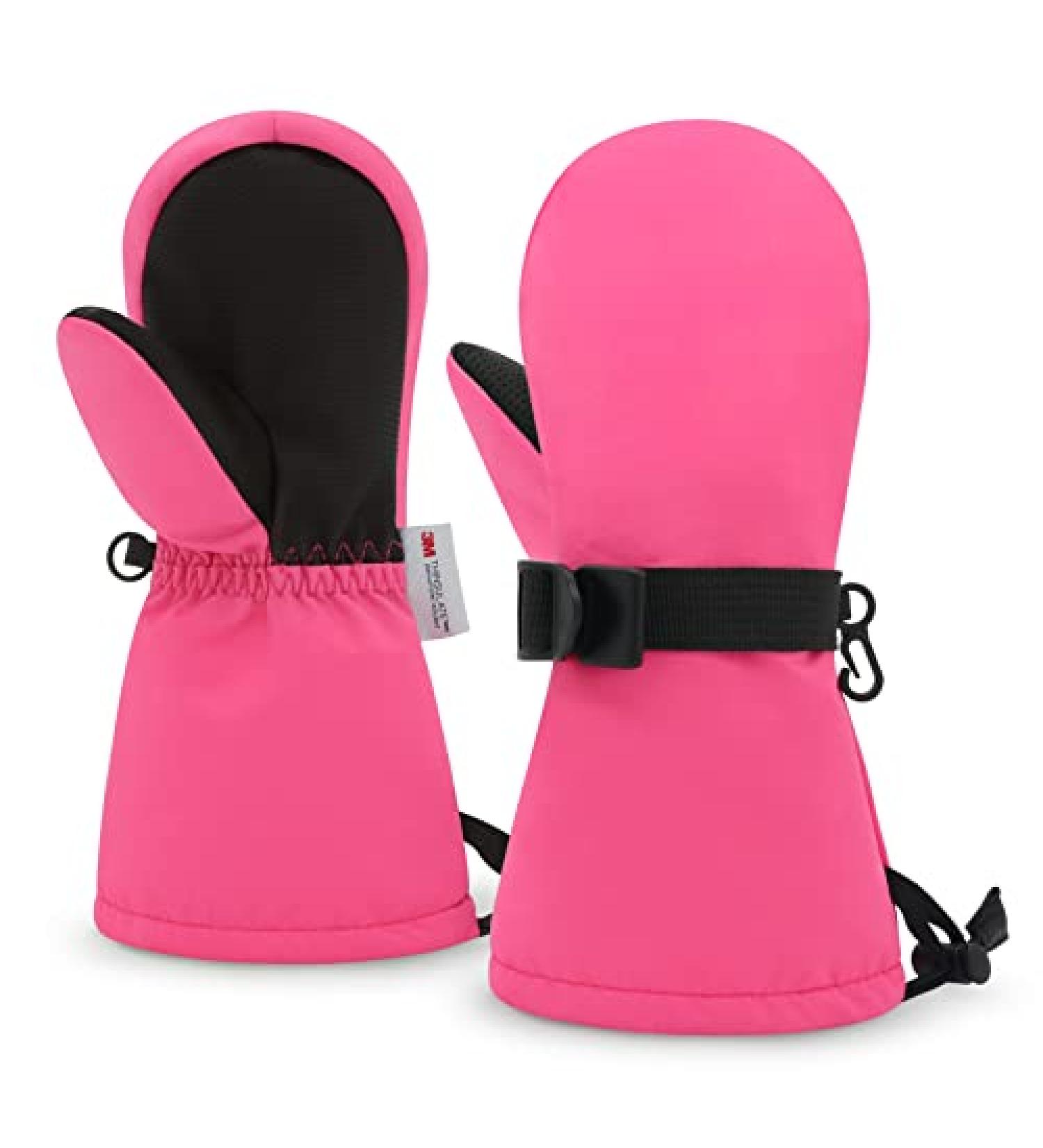 Sarfel Waterproof Toddler Mittens | Kids Snow Gloves for Baby Winter | 2-3 Years | Hot Pink - Buy Online on SooperMarket.com
