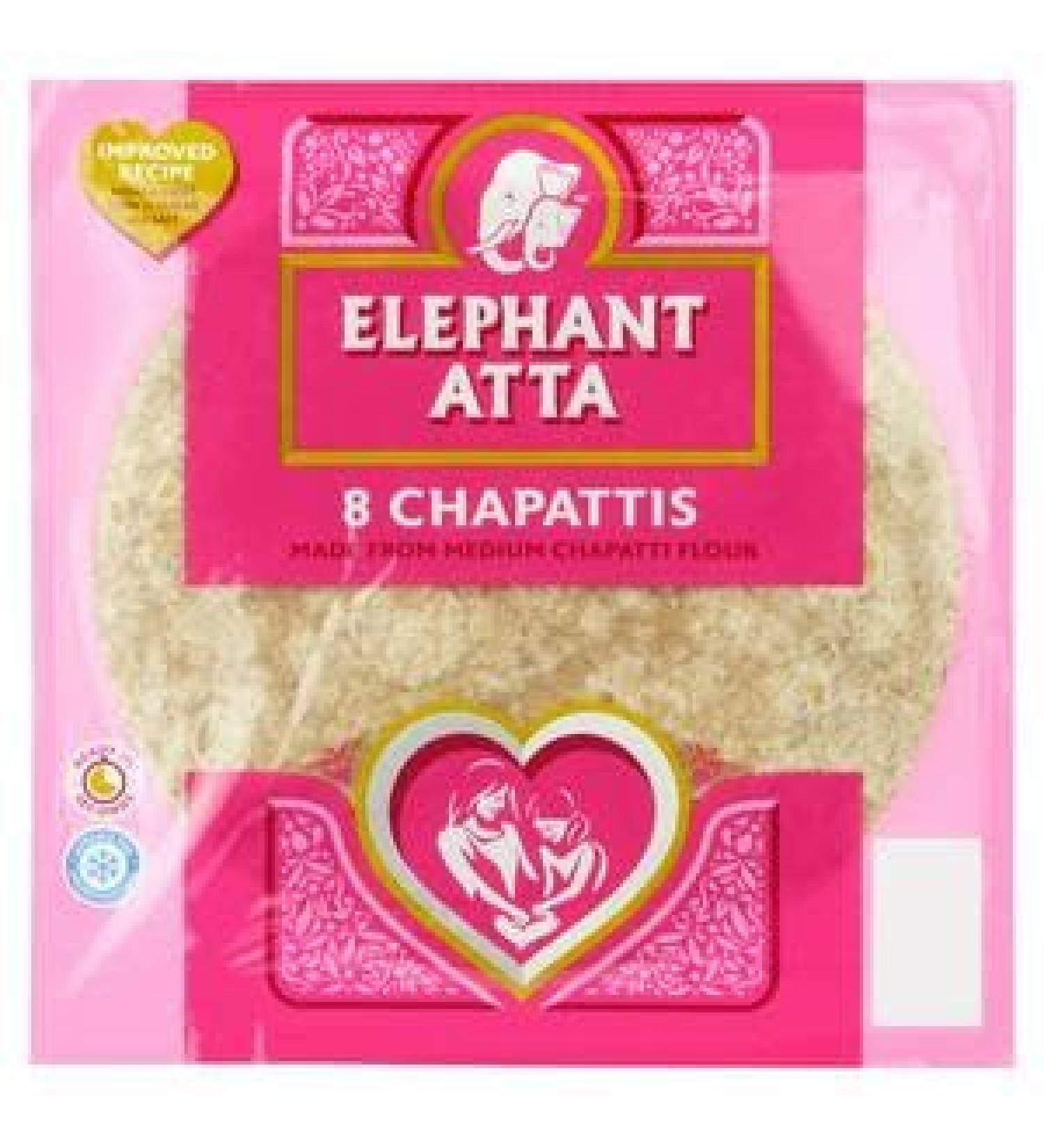 Elephant Atta 8 Chapattis | Tortilla | Ready to Eat | Juat Heat & Serve | Suitable for Vegetarians | Pack of 12 | Total 96 Chapattis - Buy Online on SooperMarket.com