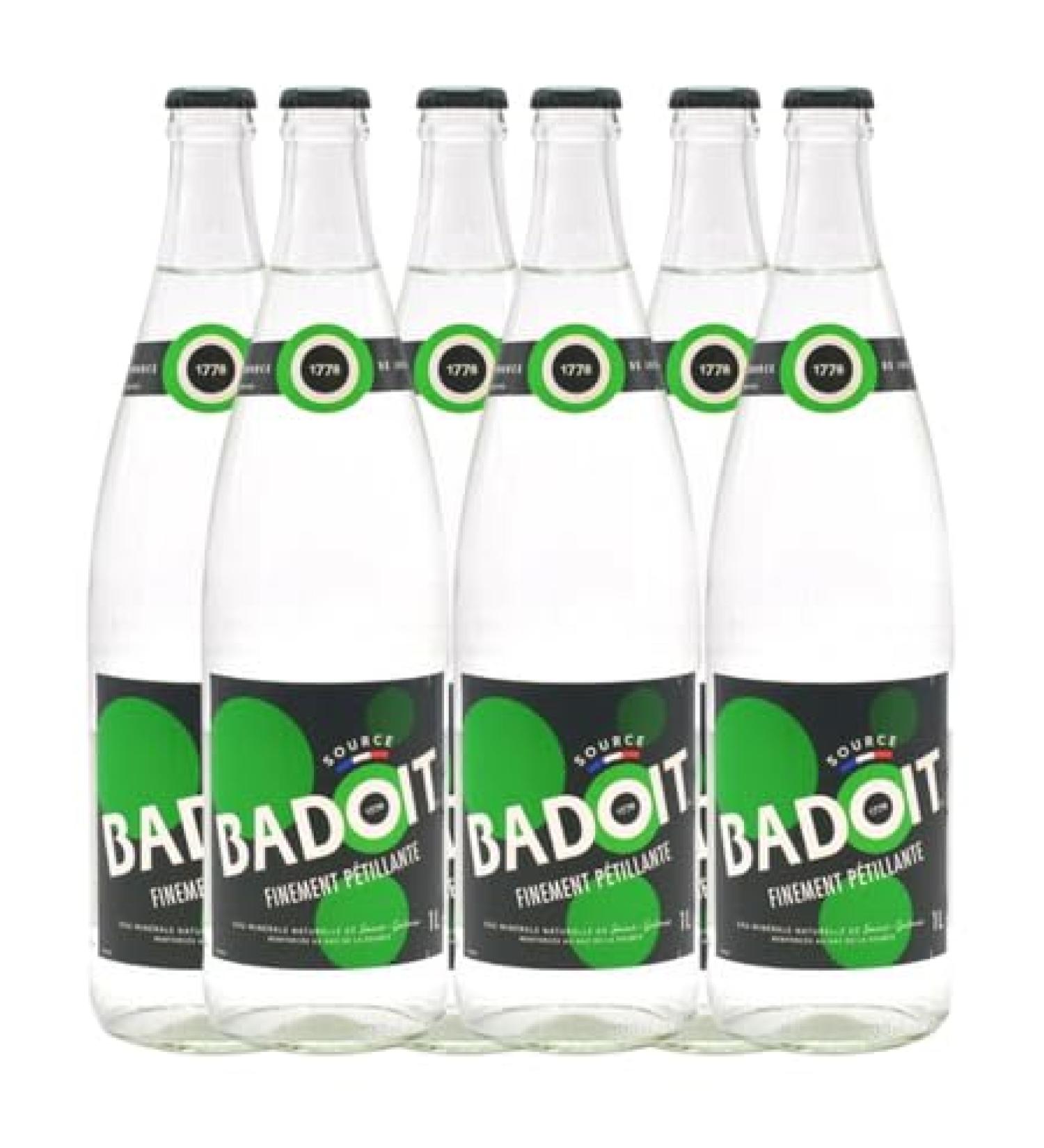 Badoit sparkling mineral water glass bottle 6x1L